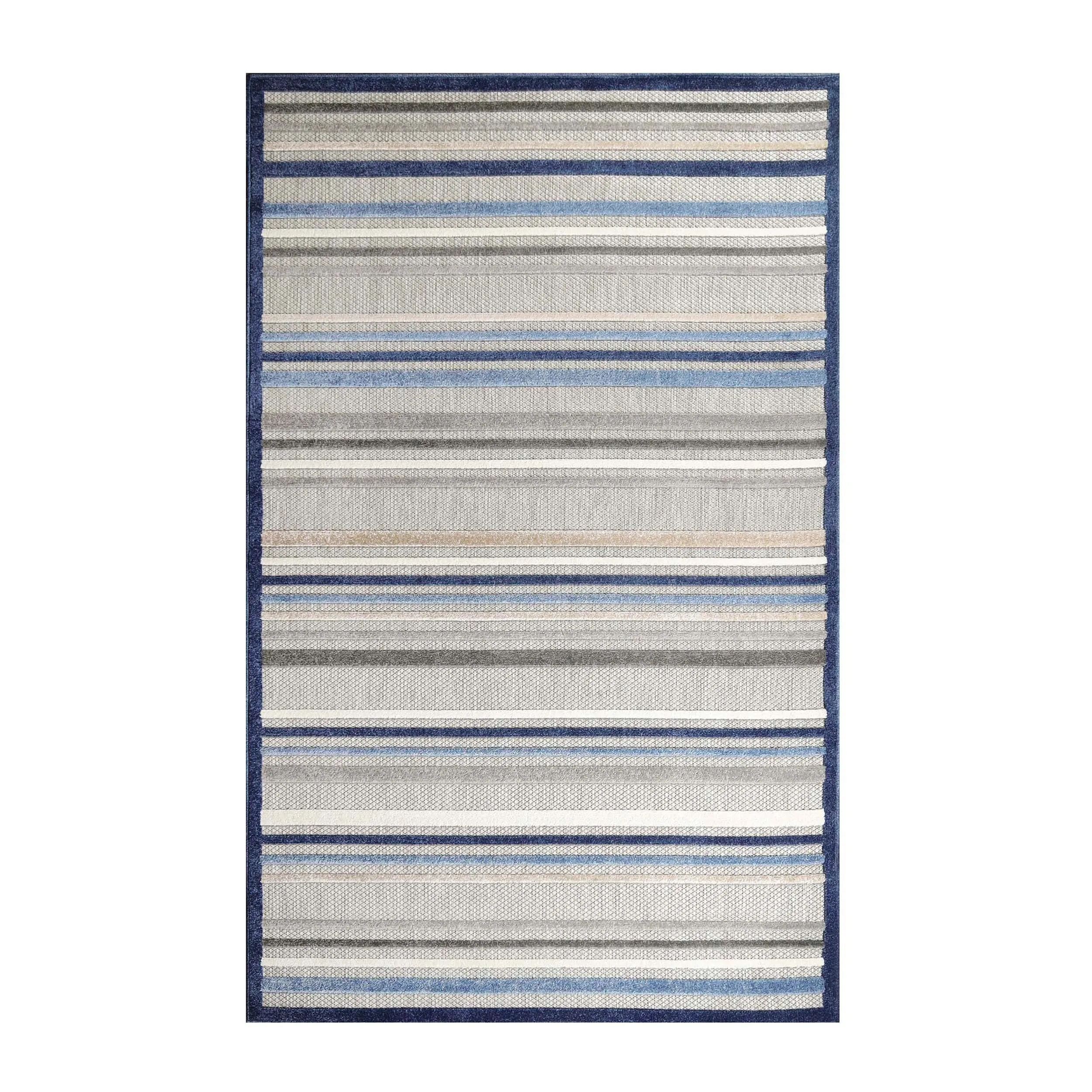 Superior Coastal Stripe Geometric Modern Indoor Outdoor Area Rug