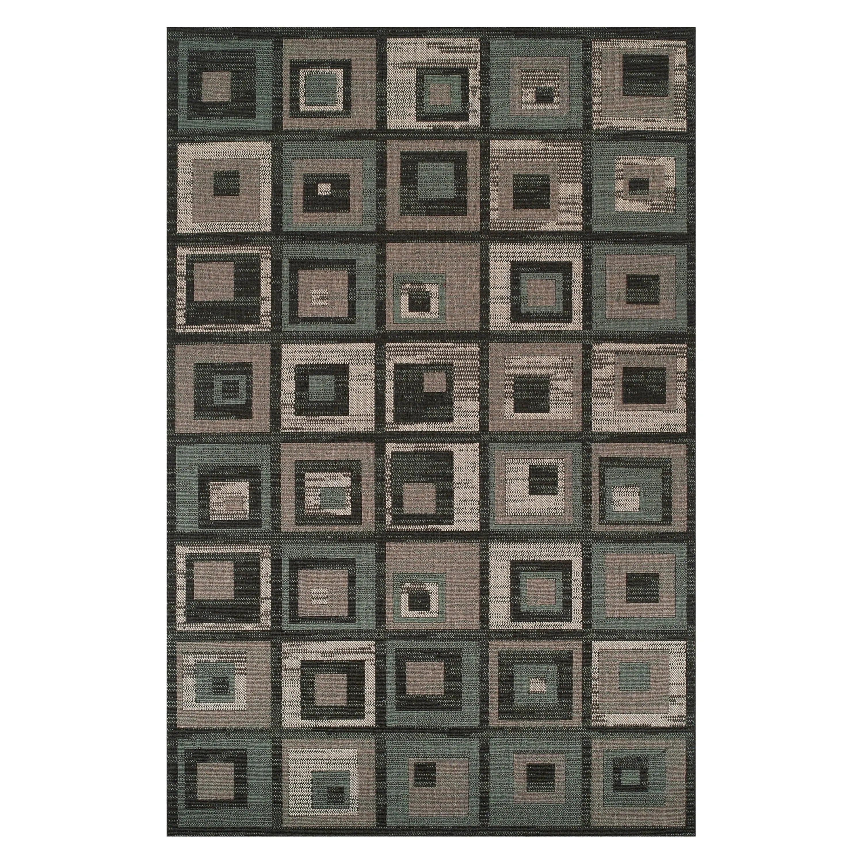 Superior Color Block Tile Geometric Indoor Outdoor Area Rug