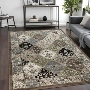 Superior Contemporary Damask Floral Indoor Area Rug or Runner Rug