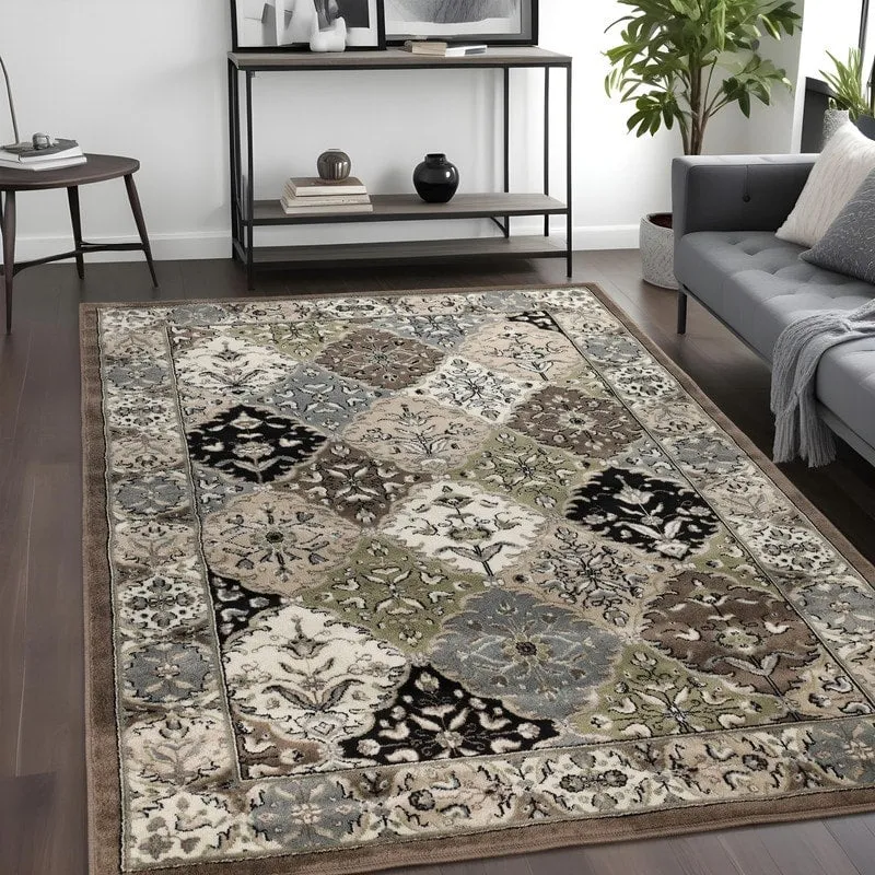 Superior Contemporary Damask Floral Indoor Area Rug or Runner Rug
