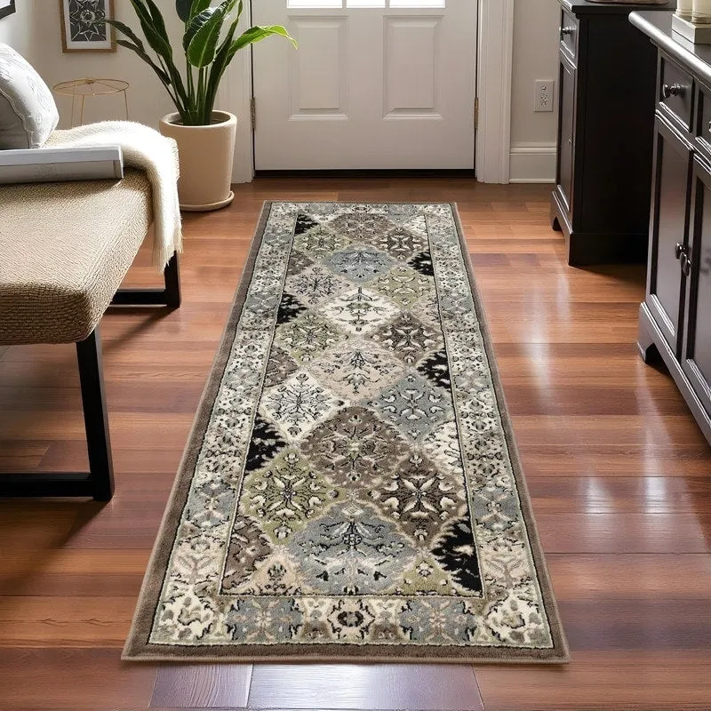 Superior Contemporary Damask Floral Indoor Area Rug or Runner Rug