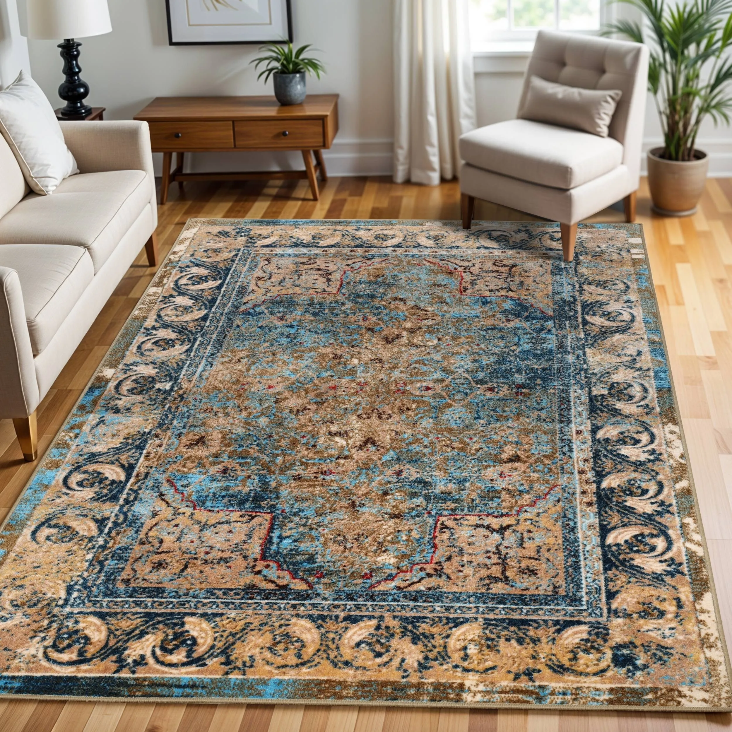 Superior Daelyn Printed Non-Slip Indoor Area Rug