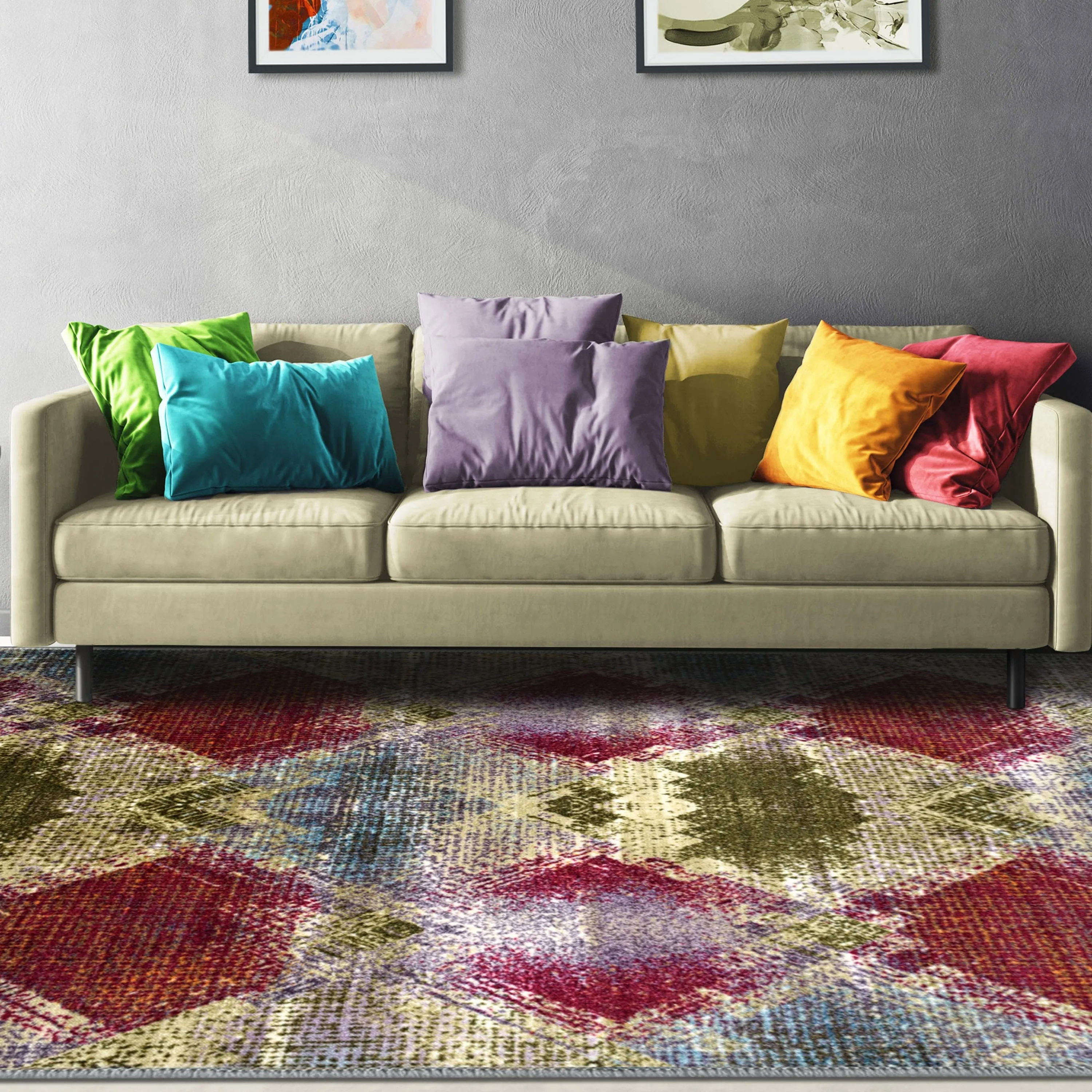 Superior Daelyn Printed Non-Slip Washable Indoor Area Rug