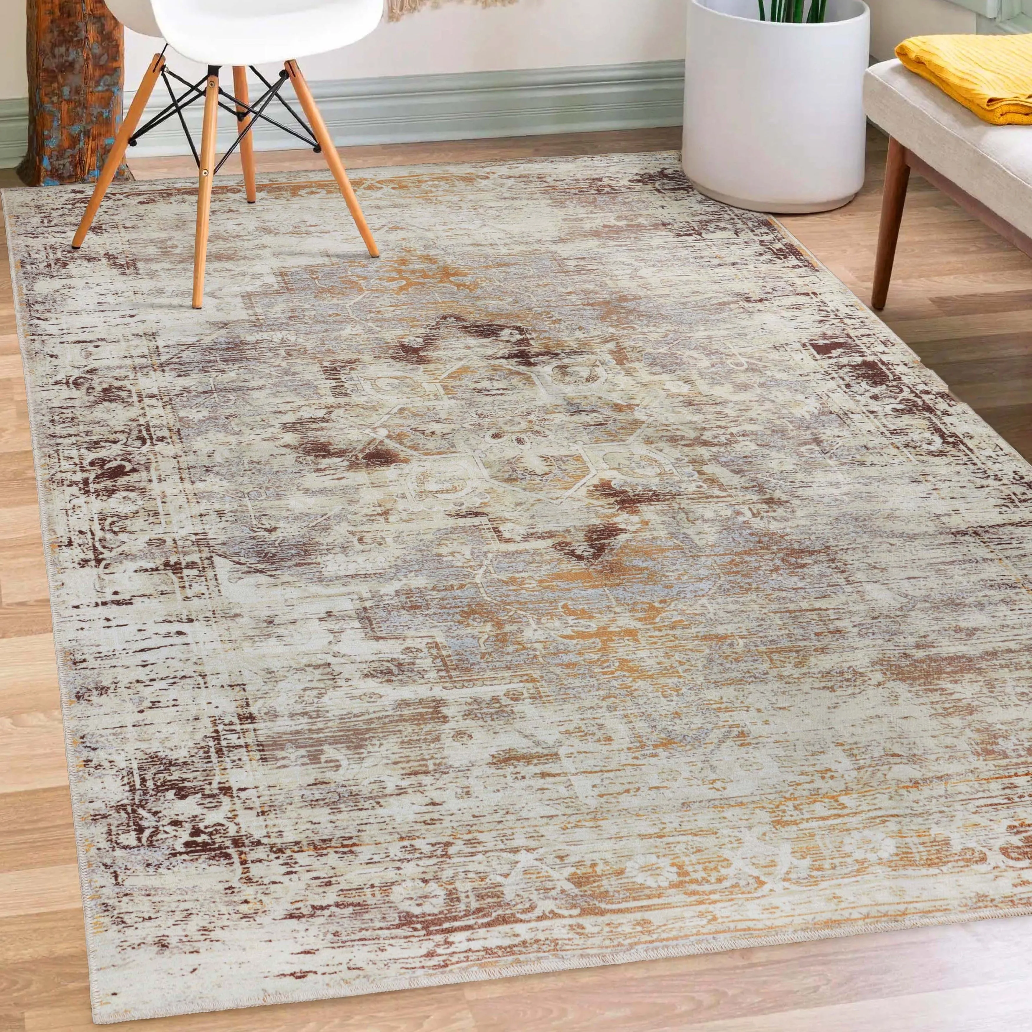 Superior Dove Rustic Machine Washable Indoor Area Rug or Runner