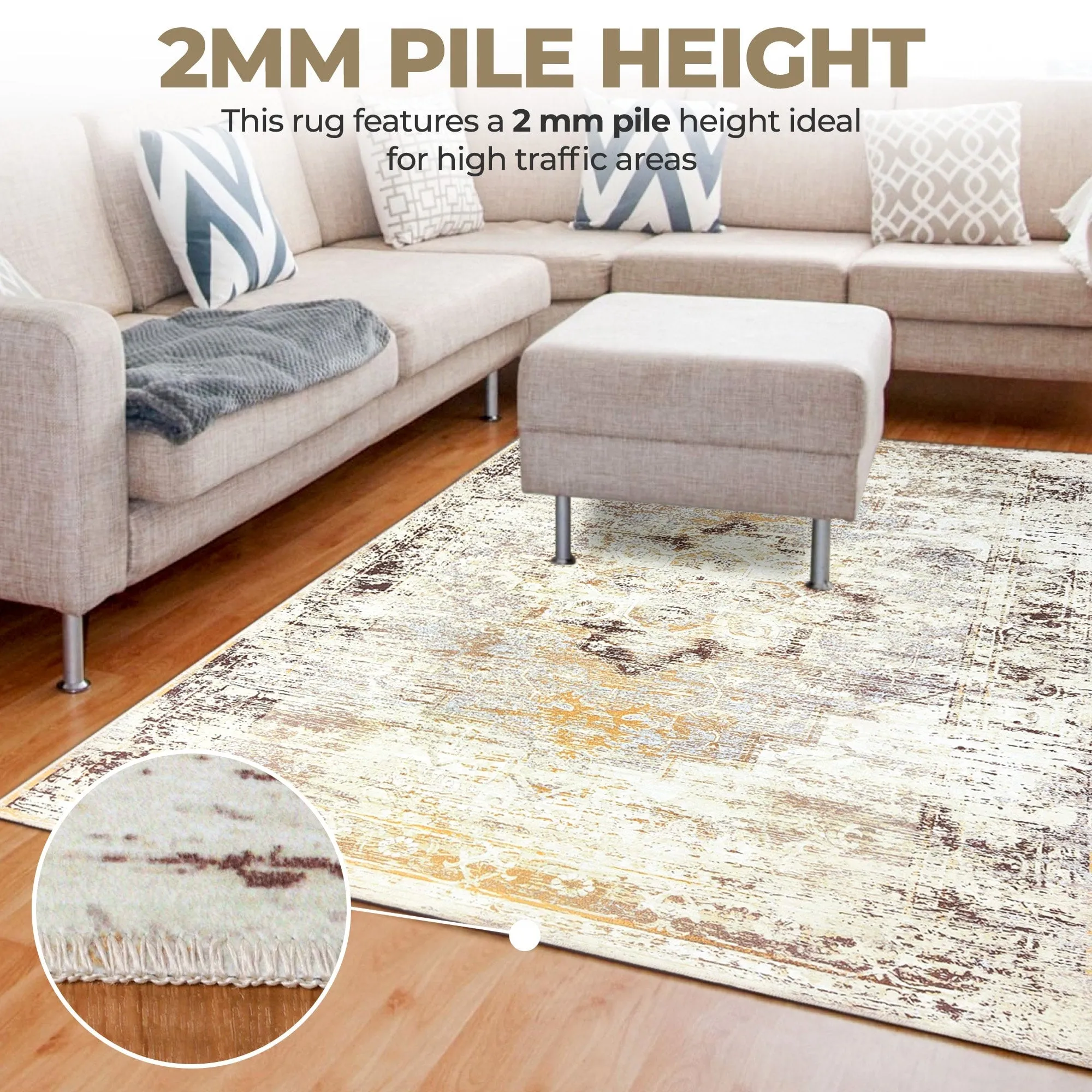 Superior Dove Rustic Machine Washable Indoor Area Rug or Runner