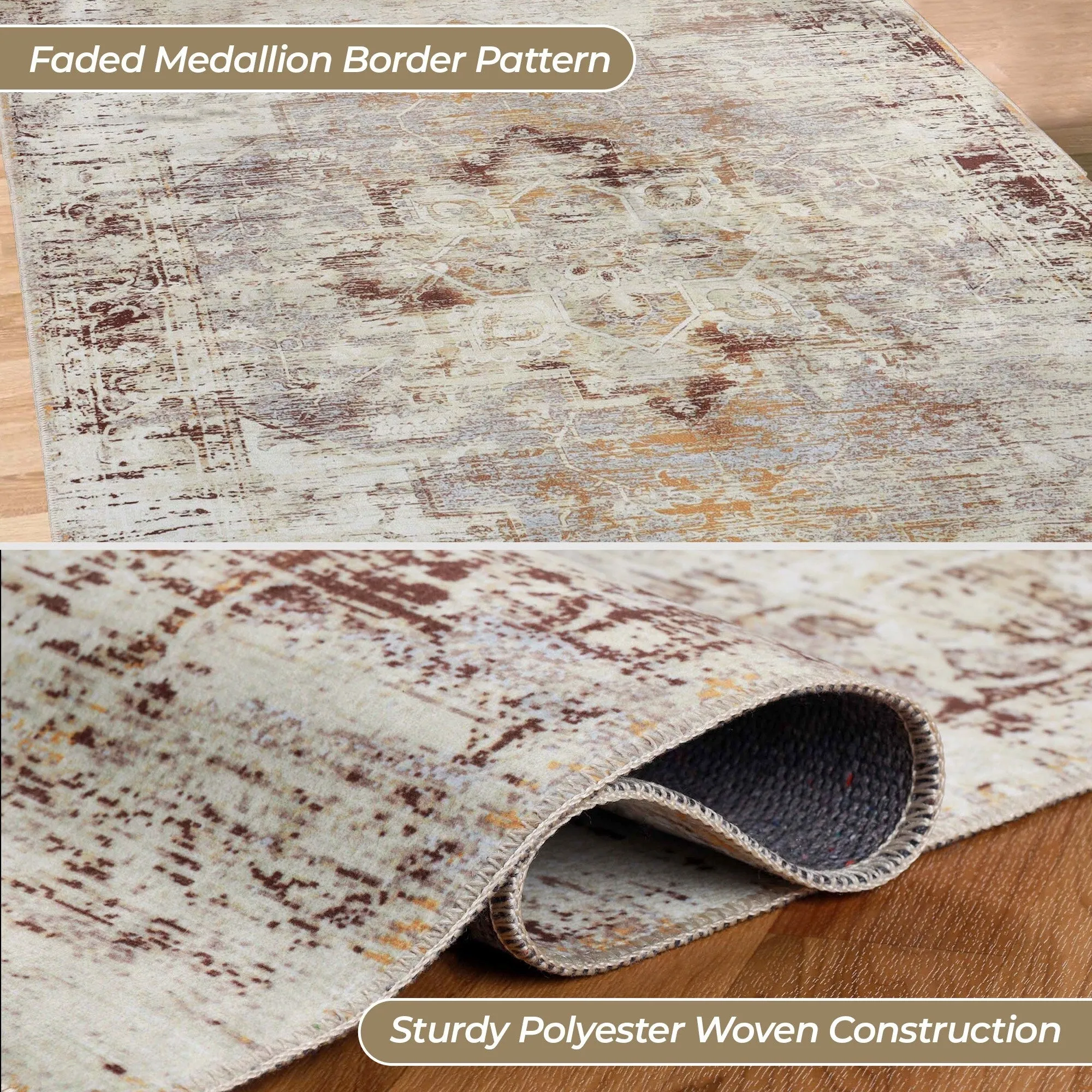 Superior Dove Rustic Machine Washable Indoor Area Rug or Runner
