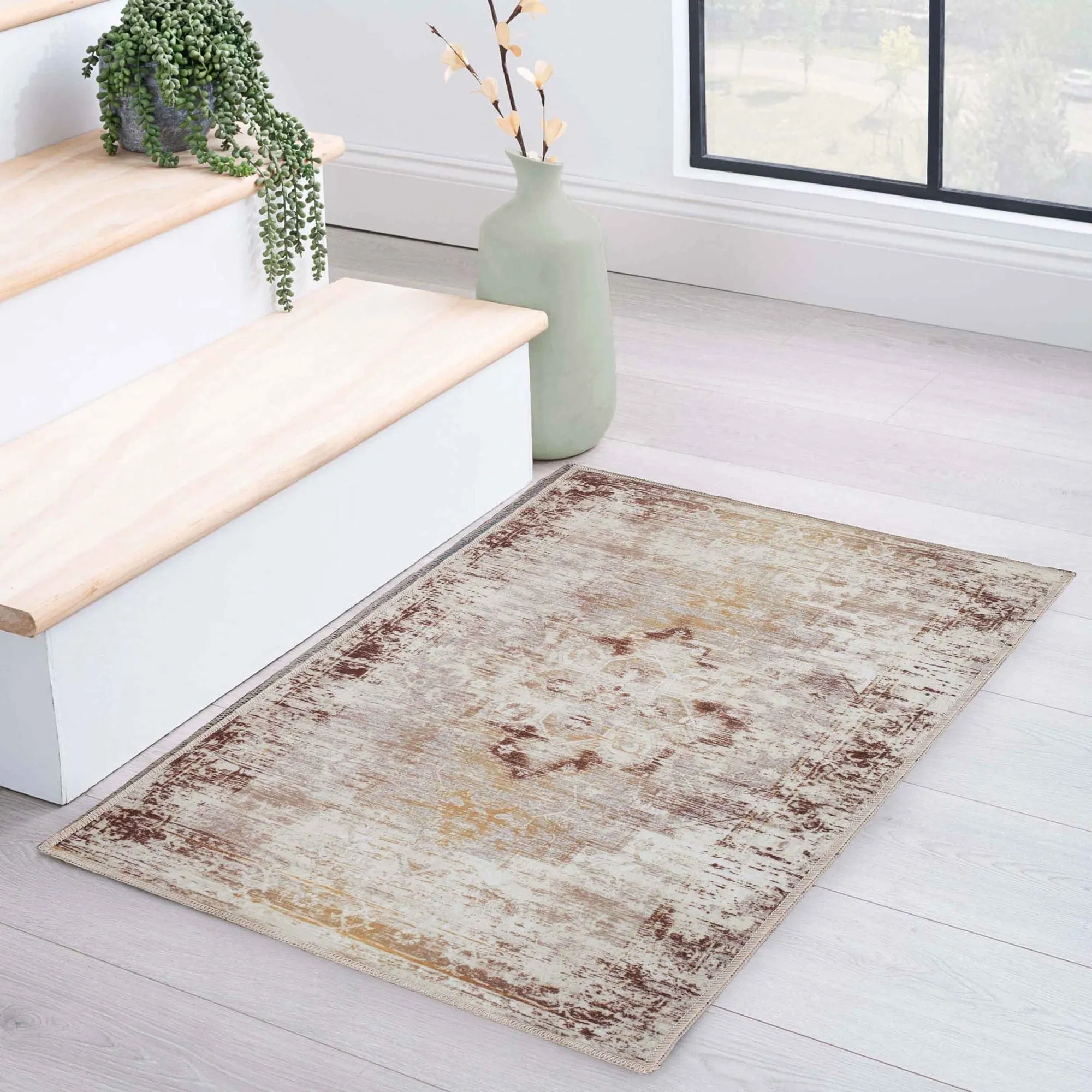 Superior Dove Rustic Machine Washable Indoor Area Rug or Runner
