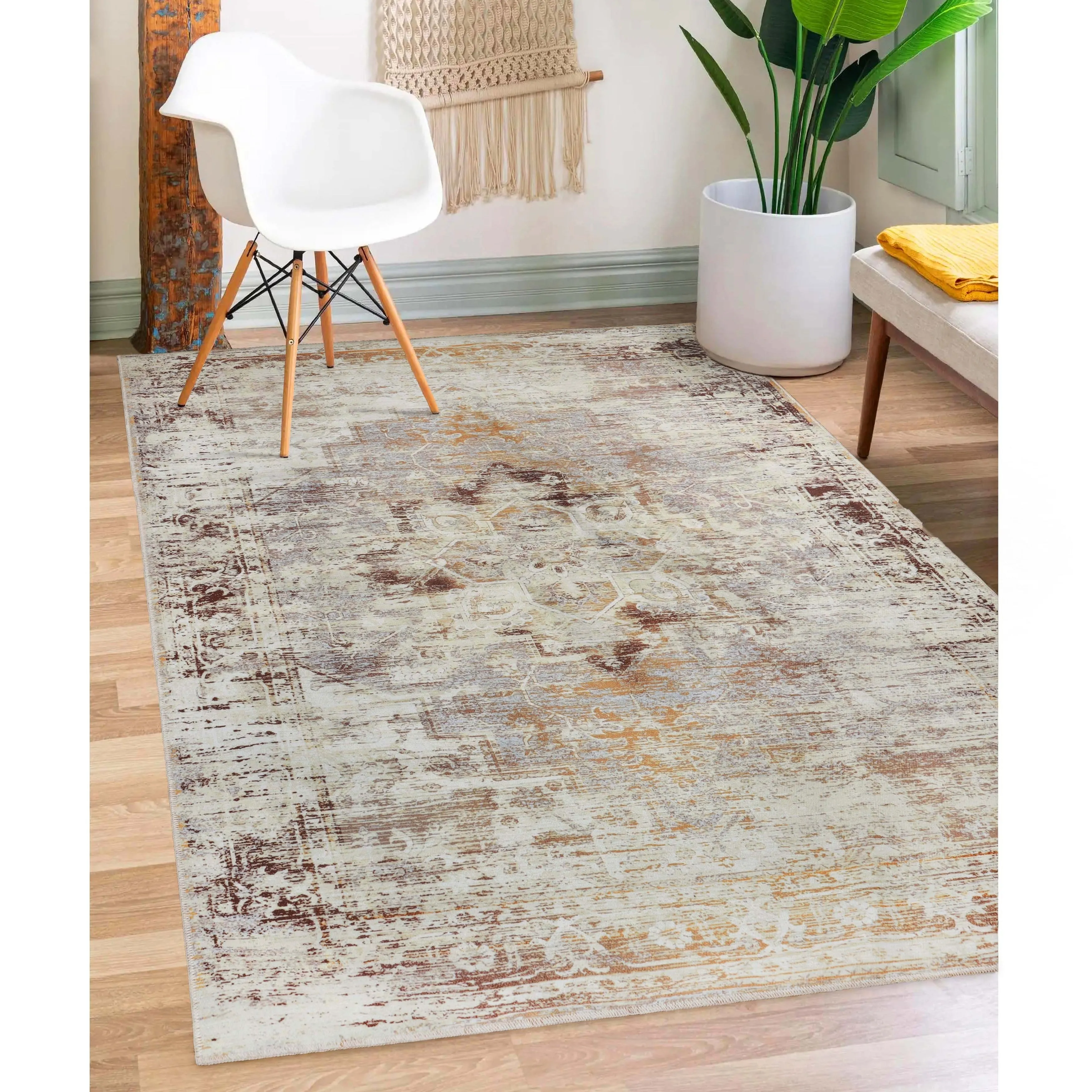 Superior Dove Rustic Machine Washable Indoor Area Rug or Runner