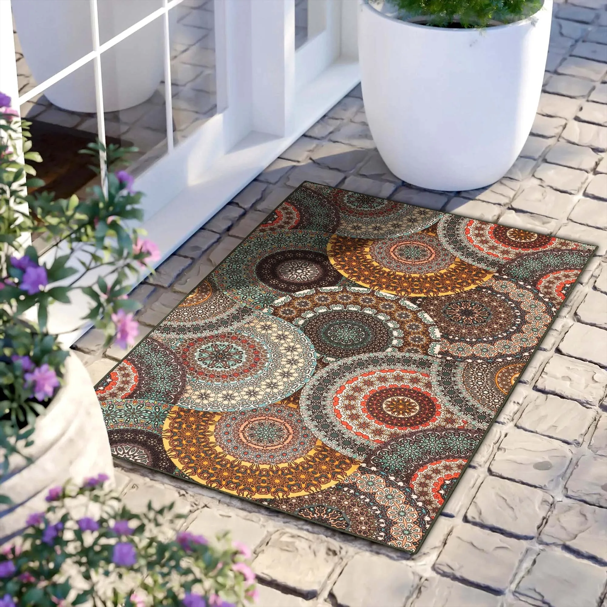Superior Evaline Medallion Non-Slip Indoor Outdoor Area Rug