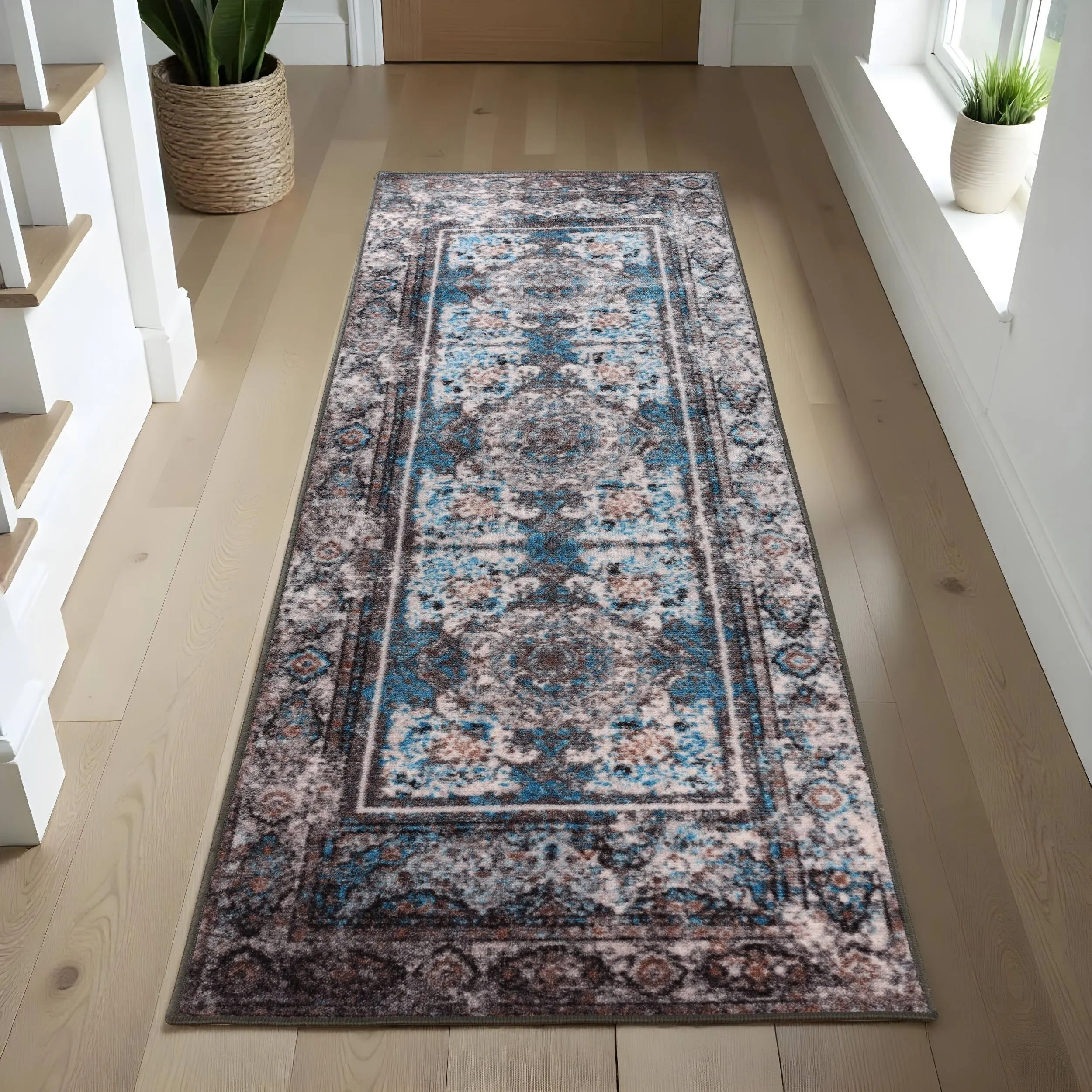 Superior Ezra Medallion Non-Slip Washable Indoor Runner or Area Rug