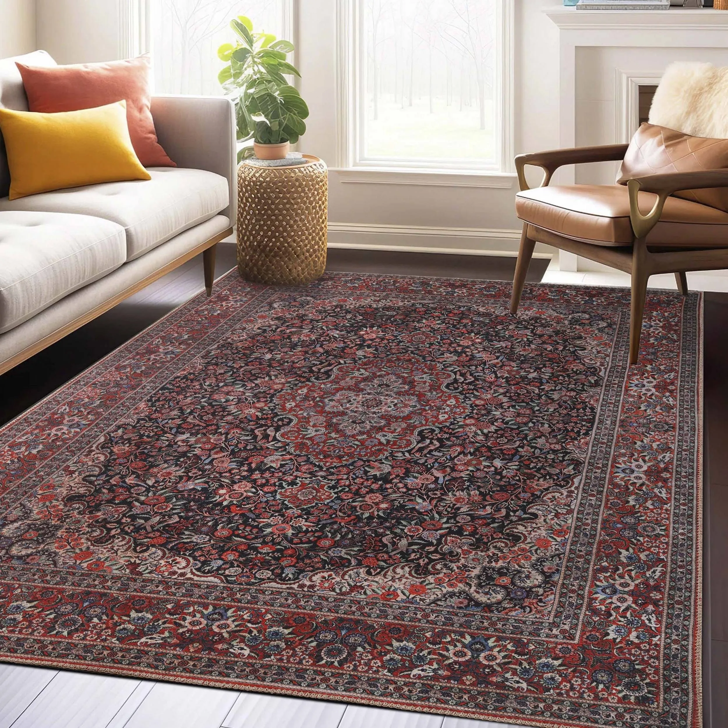 Superior Fiorella Modern Farmhouse Floral Medallion Indoor Area Rug