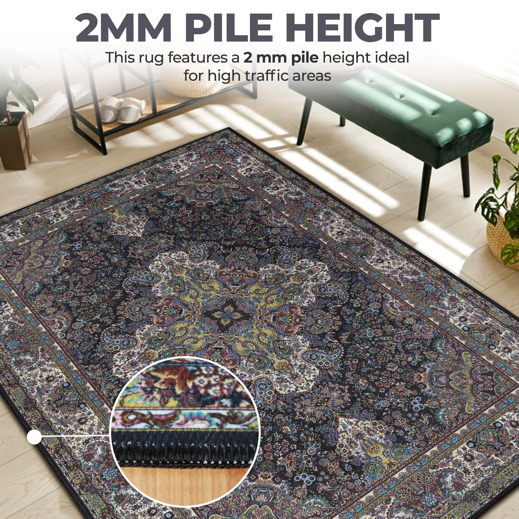 Superior Flamingo Medallion Machine Washable Indoor Area Rug or Runner