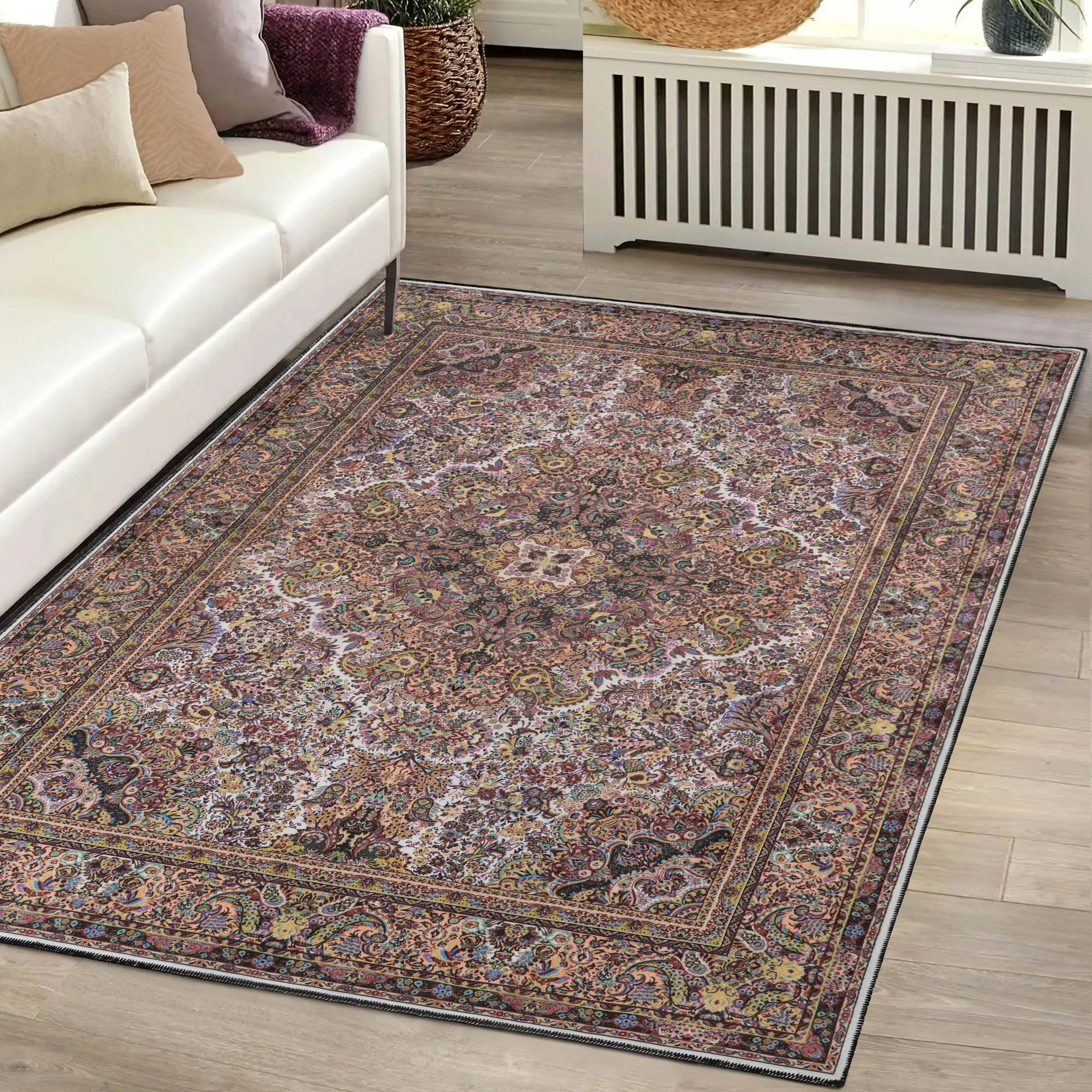 Superior Flamingo Medallion Machine Washable Indoor Area Rug or Runner