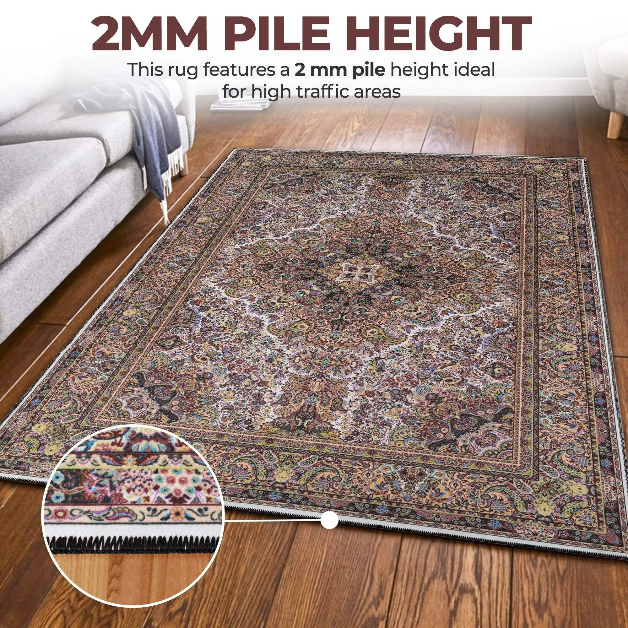 Superior Flamingo Medallion Machine Washable Indoor Area Rug or Runner