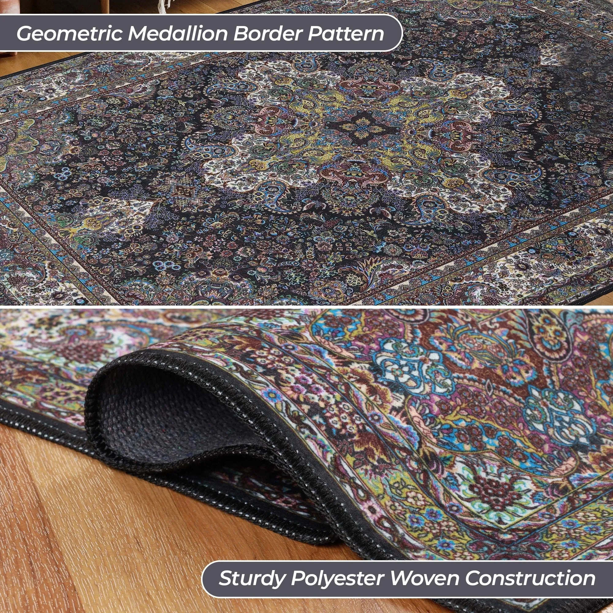 Superior Flamingo Medallion Machine Washable Indoor Area Rug or Runner
