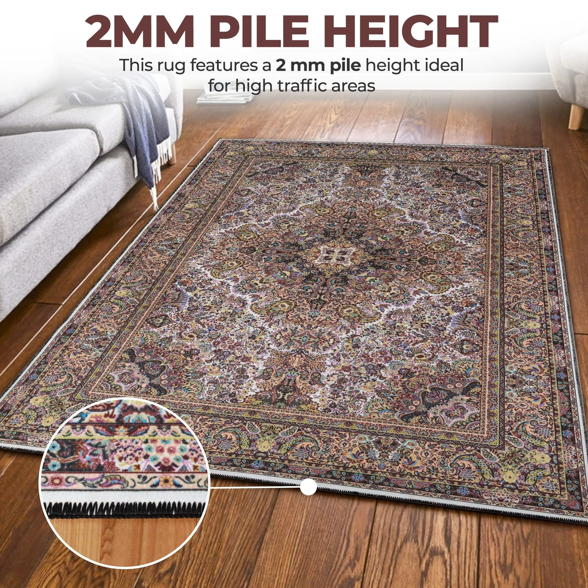 Superior Flamingo Medallion Machine Washable Indoor Area Rug or Runner