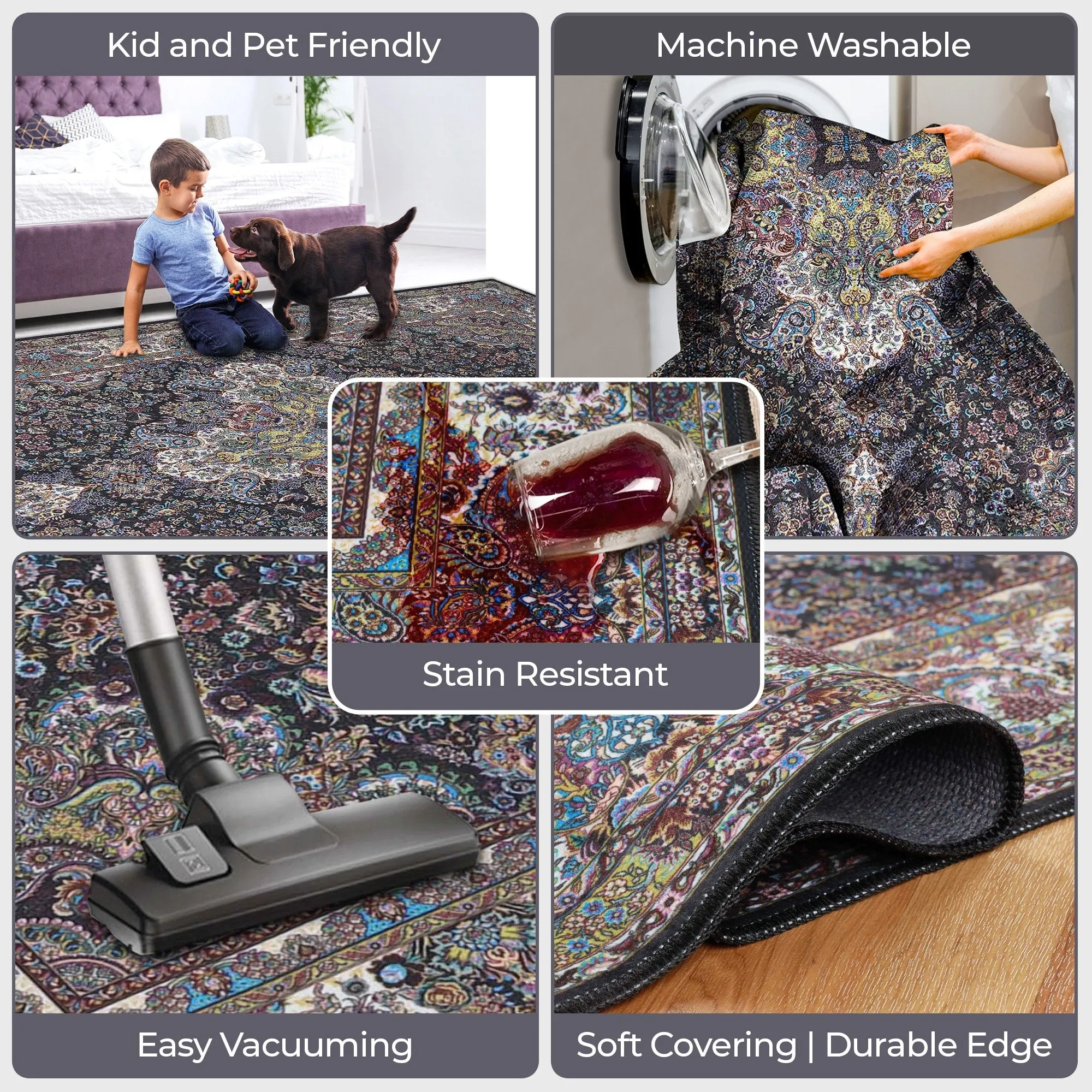 Superior Flamingo Medallion Machine Washable Indoor Area Rug or Runner