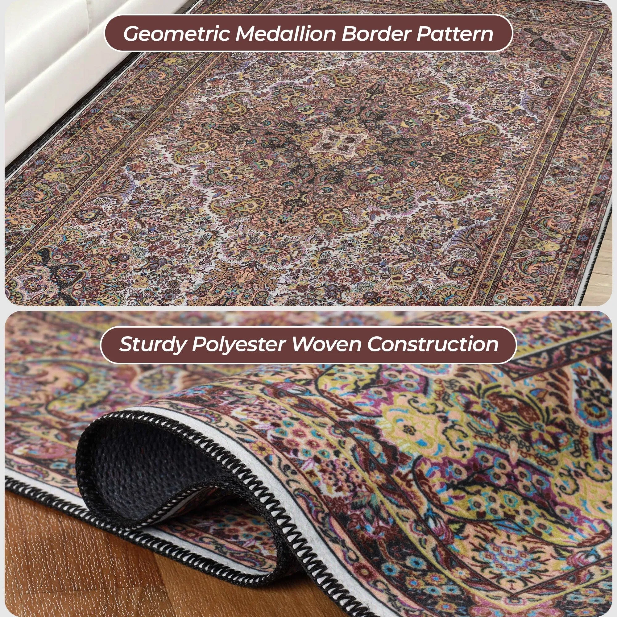 Superior Flamingo Medallion Machine Washable Indoor Area Rug or Runner
