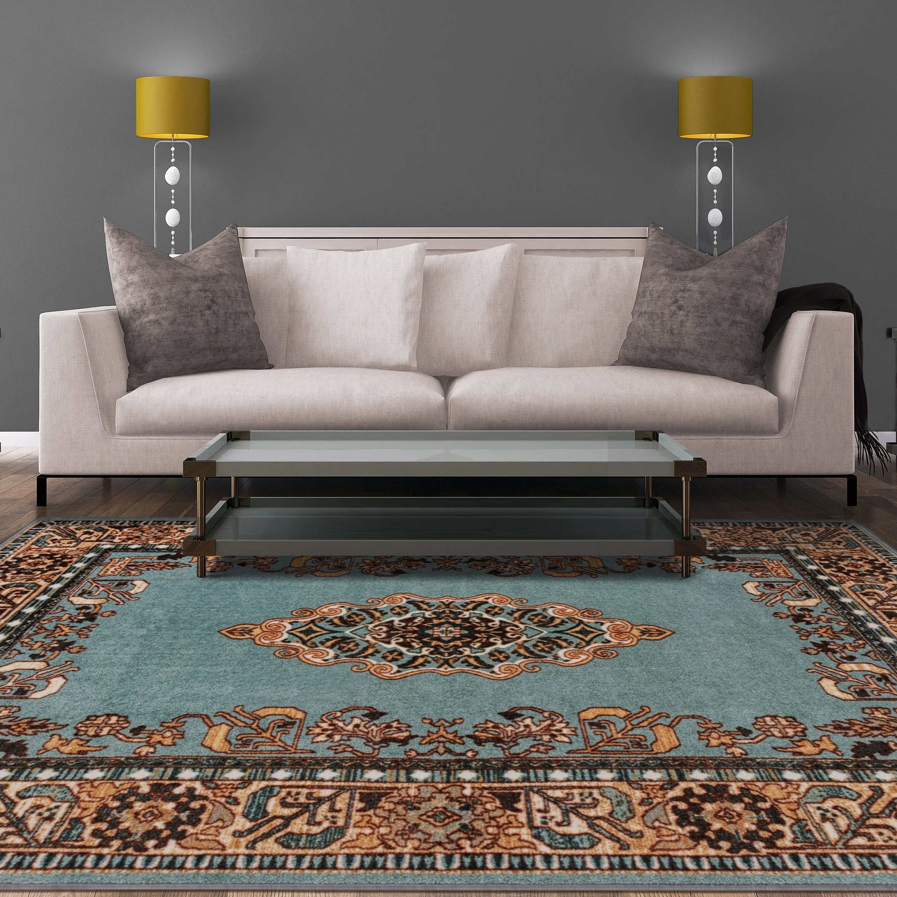 Superior Floral Scroll Medallion Washable Indoor Runner or Area Rug