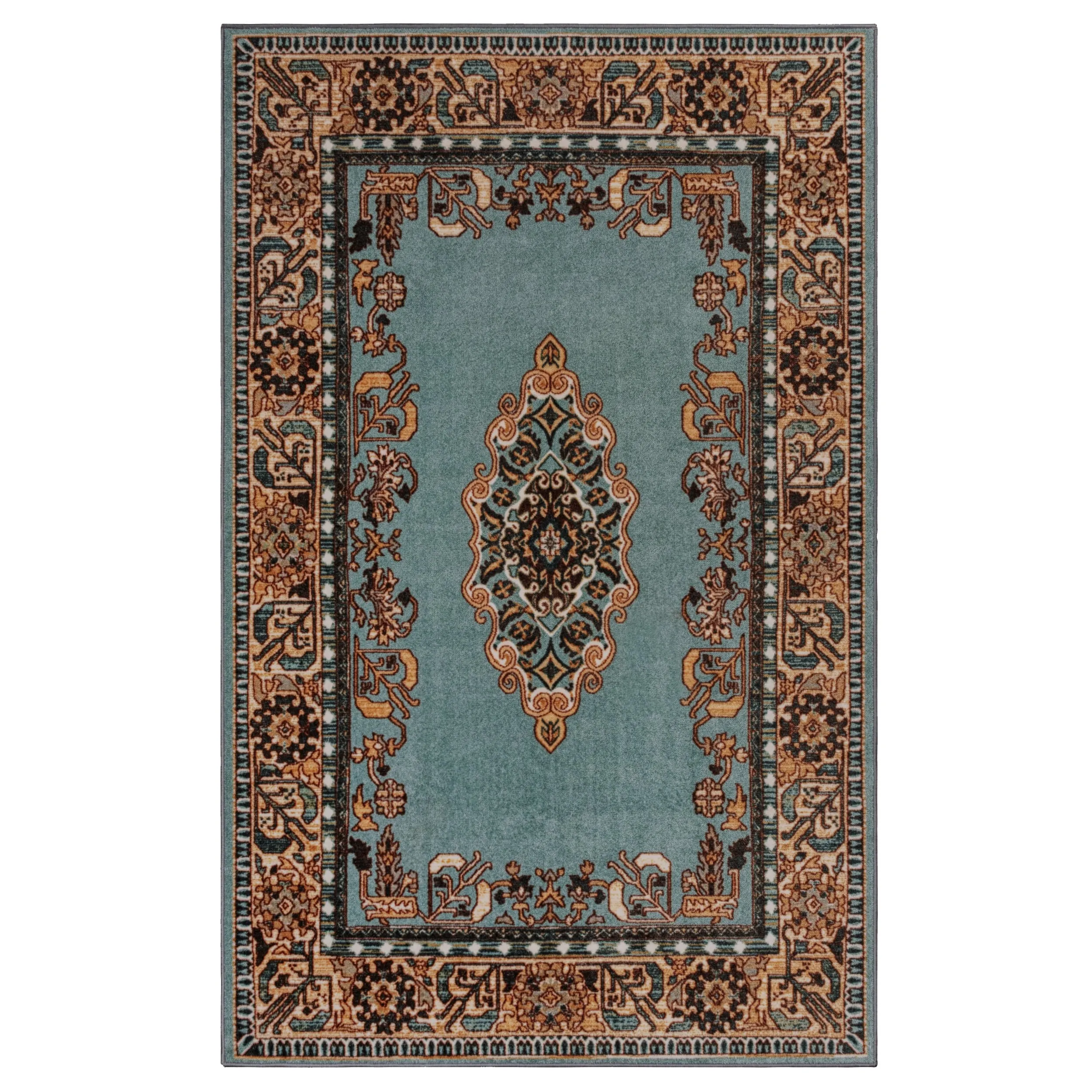 Superior Floral Scroll Medallion Washable Indoor Runner or Area Rug