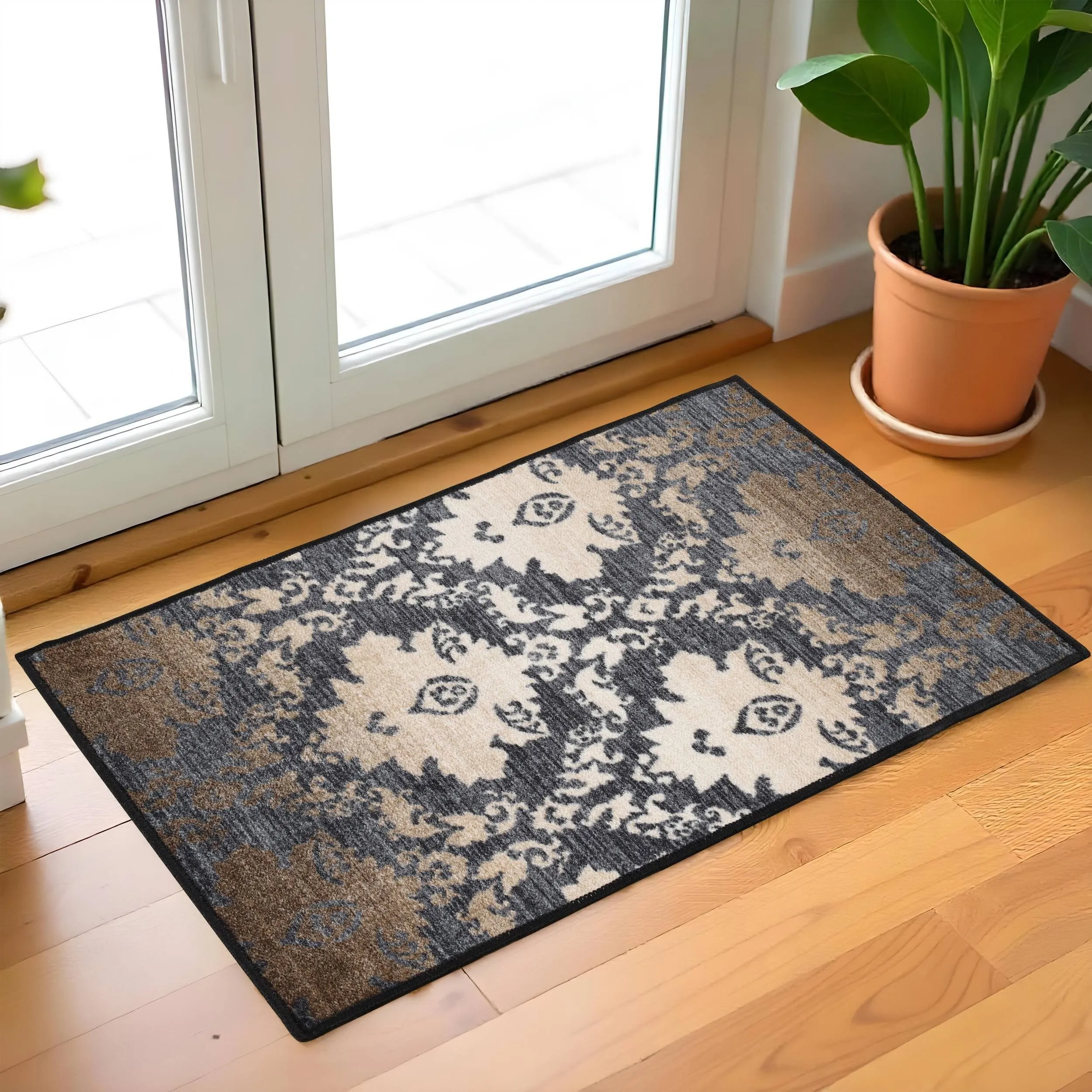Superior Geneva Medallion Scroll Non-Slip Washable Indoor Runner or Area Rug