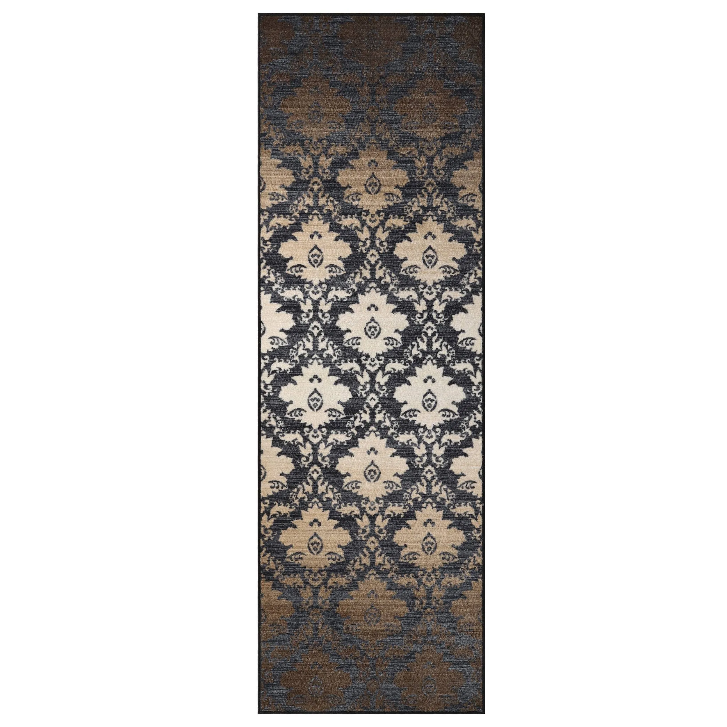 Superior Geneva Medallion Scroll Non-Slip Washable Indoor Runner or Area Rug