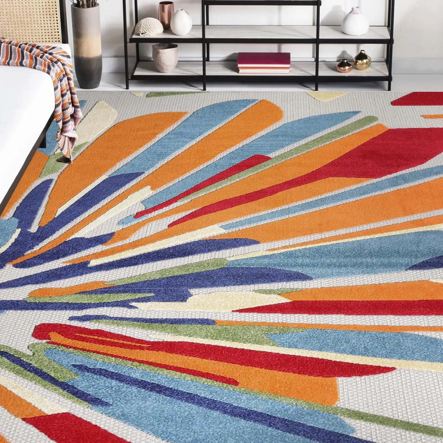 Superior Geometric Abstract Indoor Outdoor Runner or Area Rug