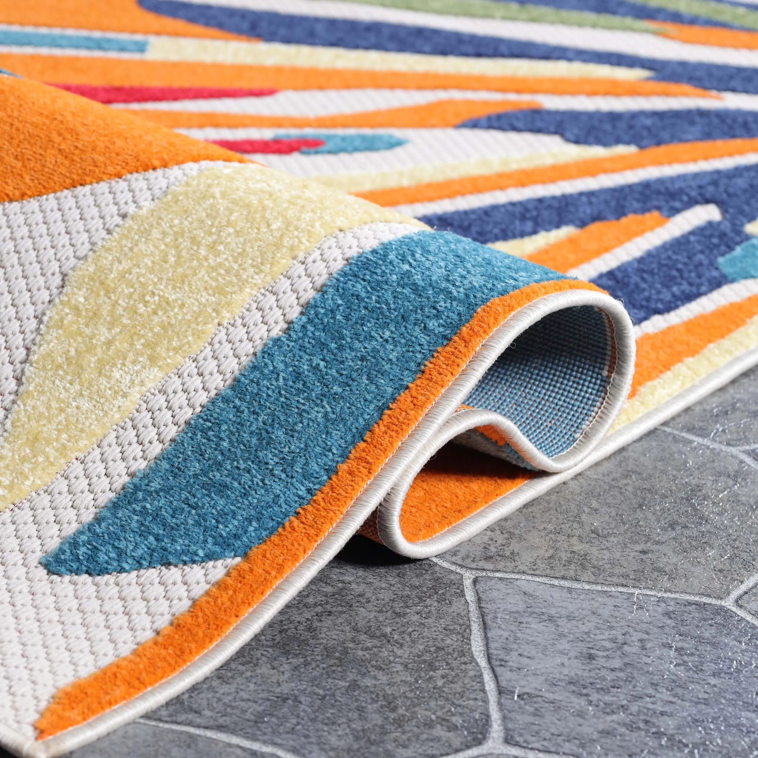Superior Geometric Abstract Indoor Outdoor Runner or Area Rug