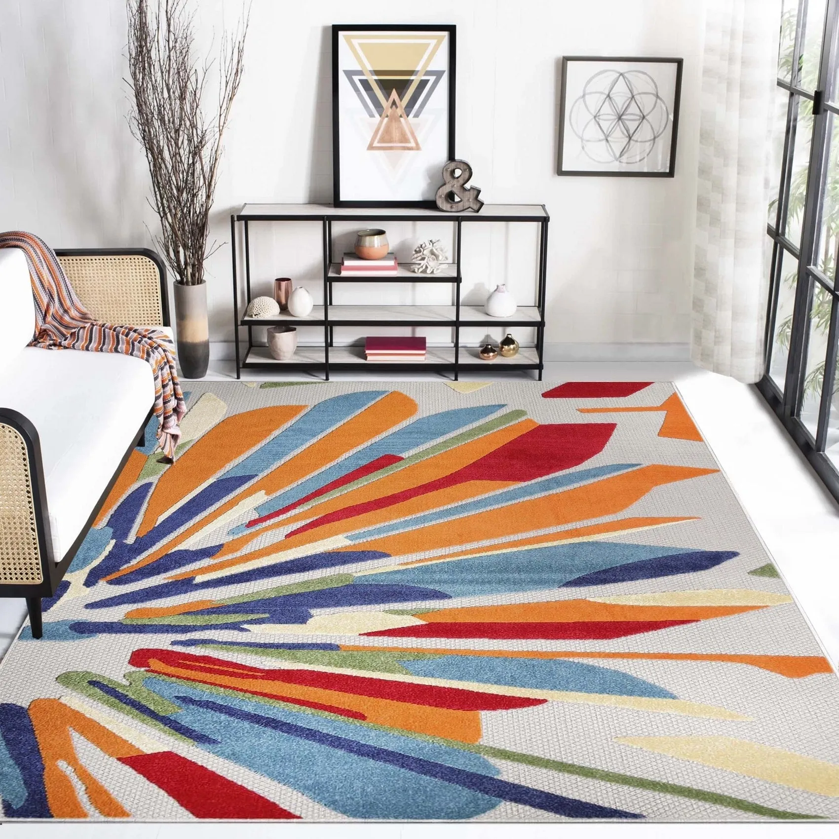 Superior Geometric Abstract Indoor Outdoor Runner or Area Rug