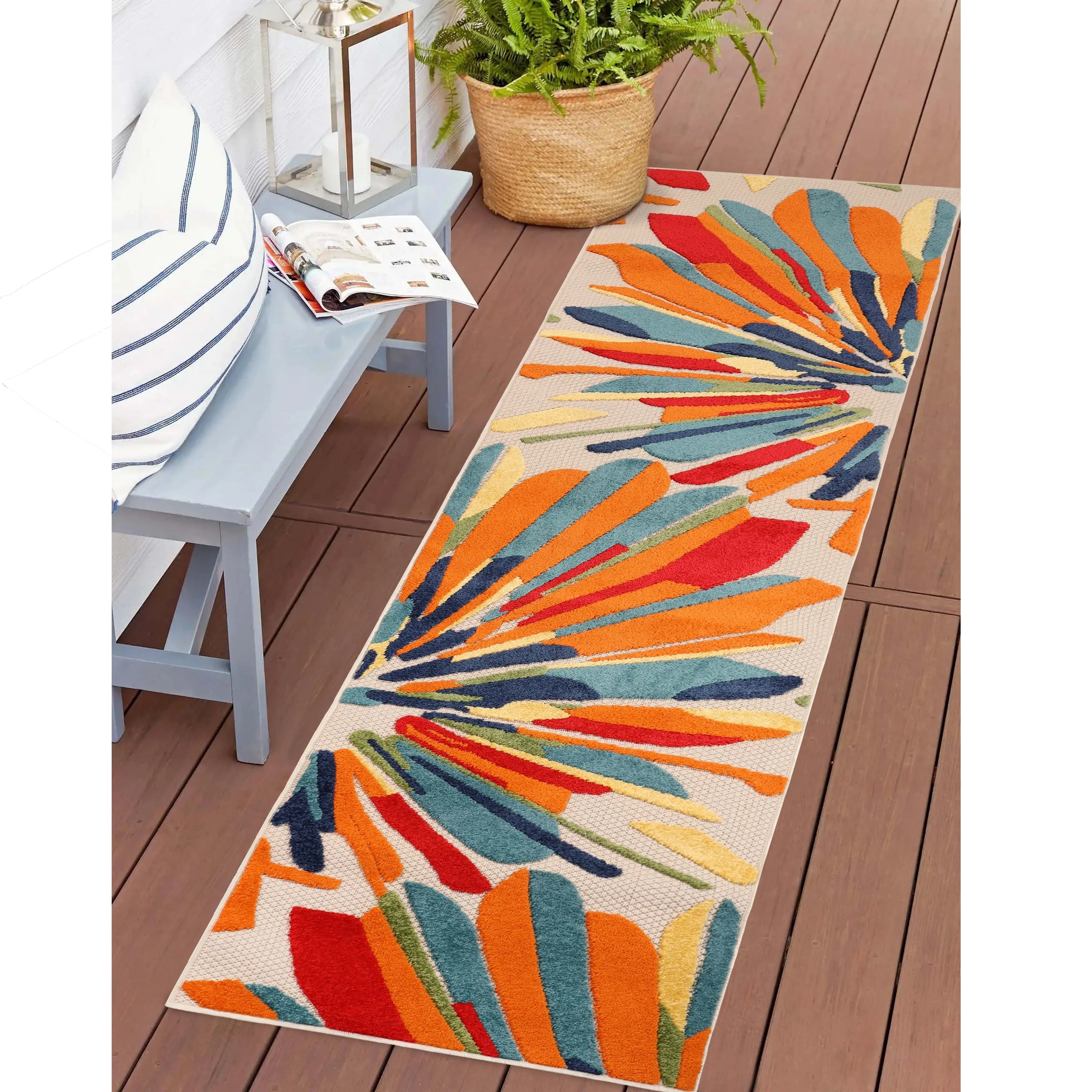 Superior Geometric Abstract Indoor Outdoor Runner or Area Rug