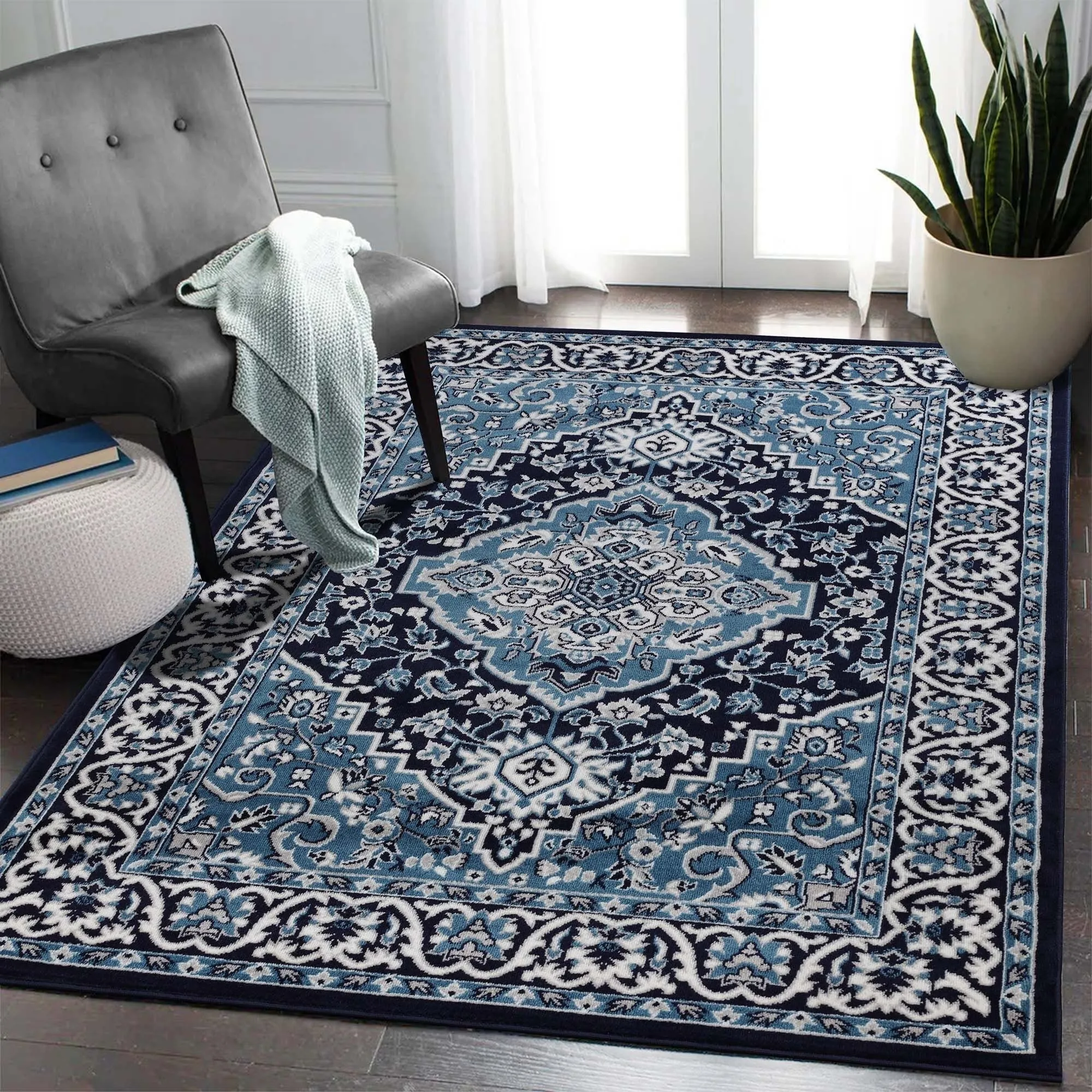 Superior Glendale Floral Medallion Indoor Area Rug