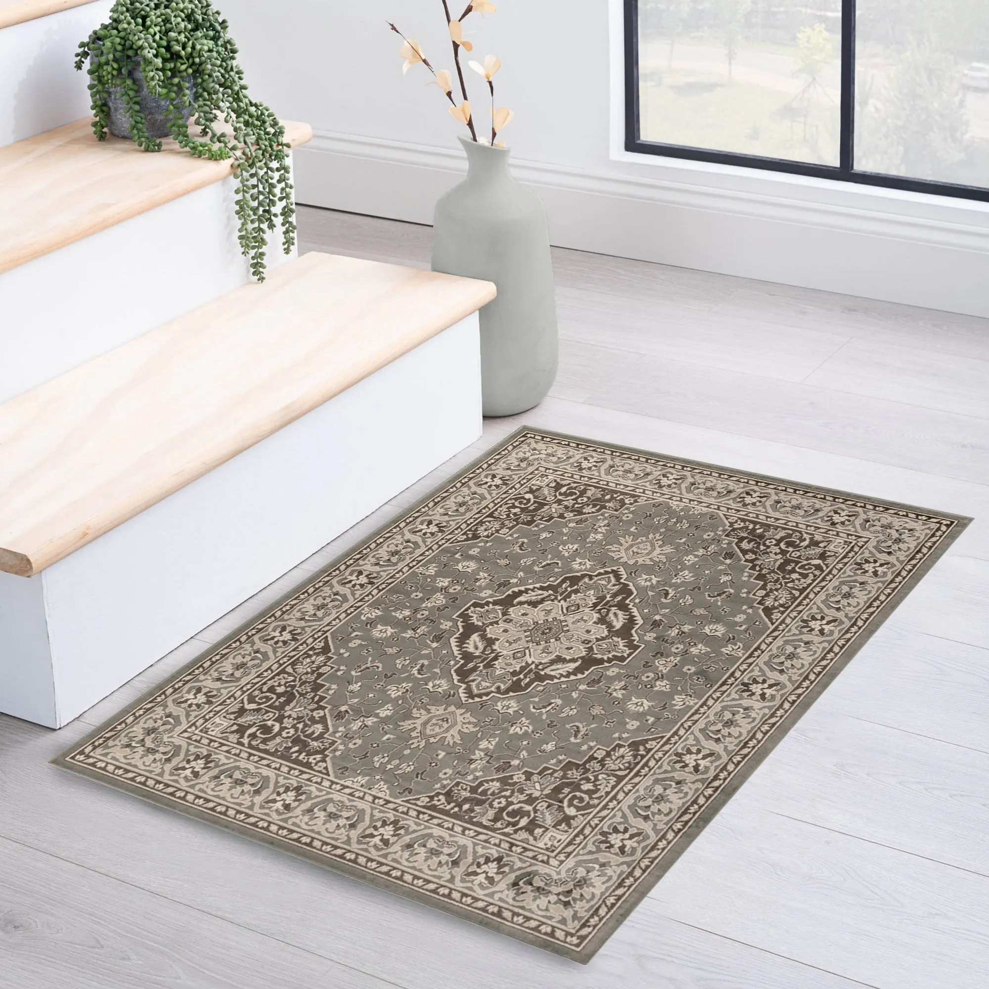 Superior Glendale Floral Medallion Indoor Area Rug