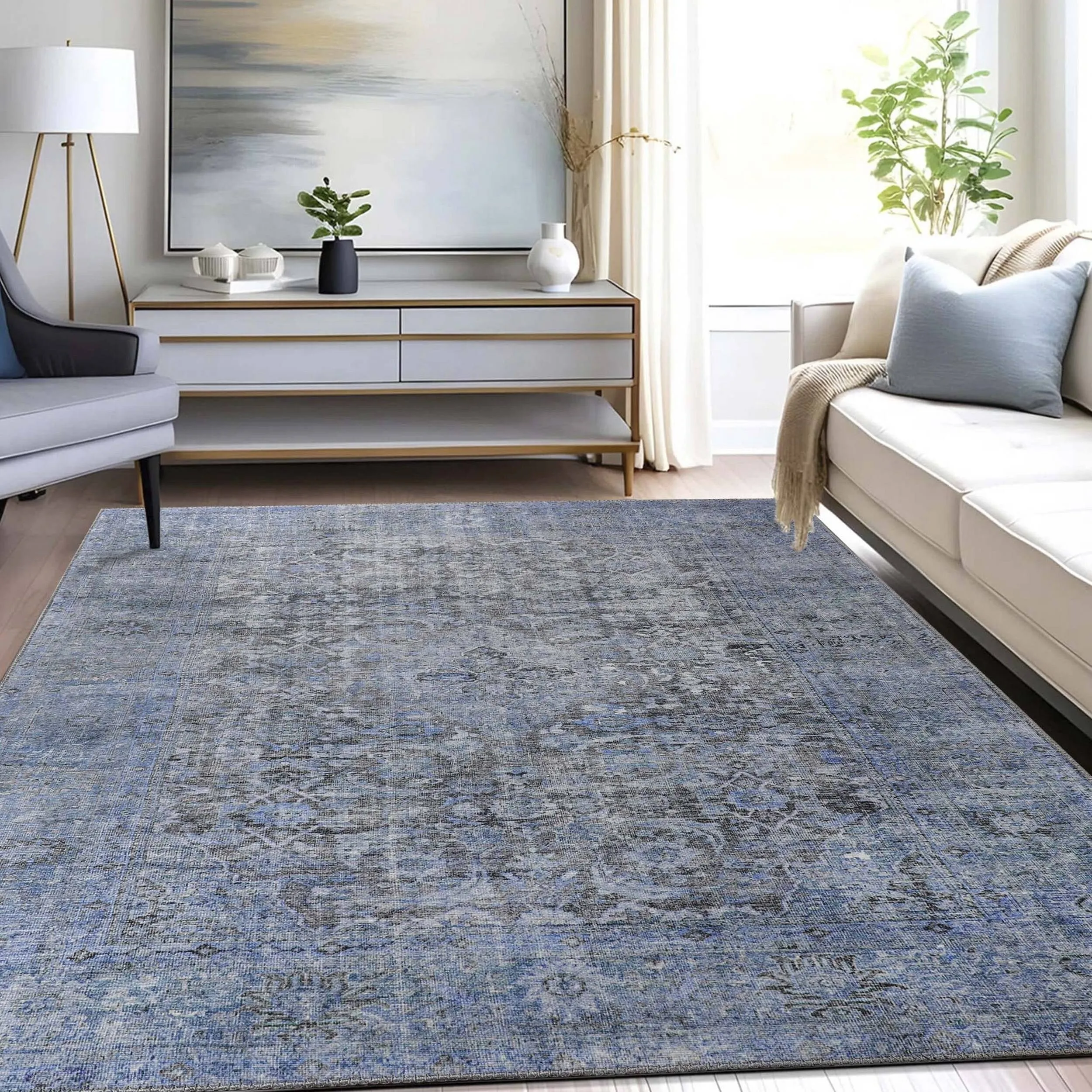 Superior Huda Distressed Rustic Oriental Medallion Indoor Area Rug