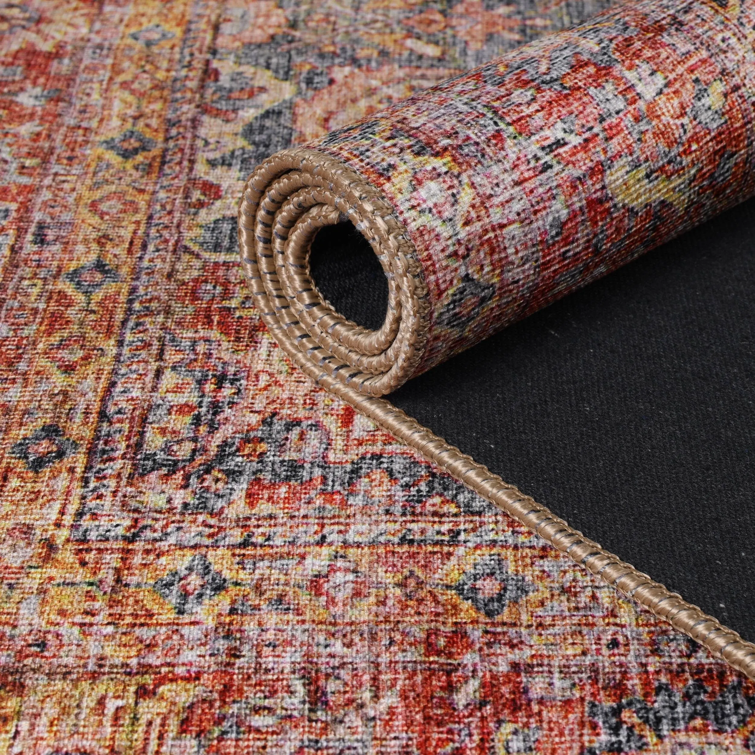 Superior Huda Distressed Rustic Oriental Medallion Indoor Area Rug