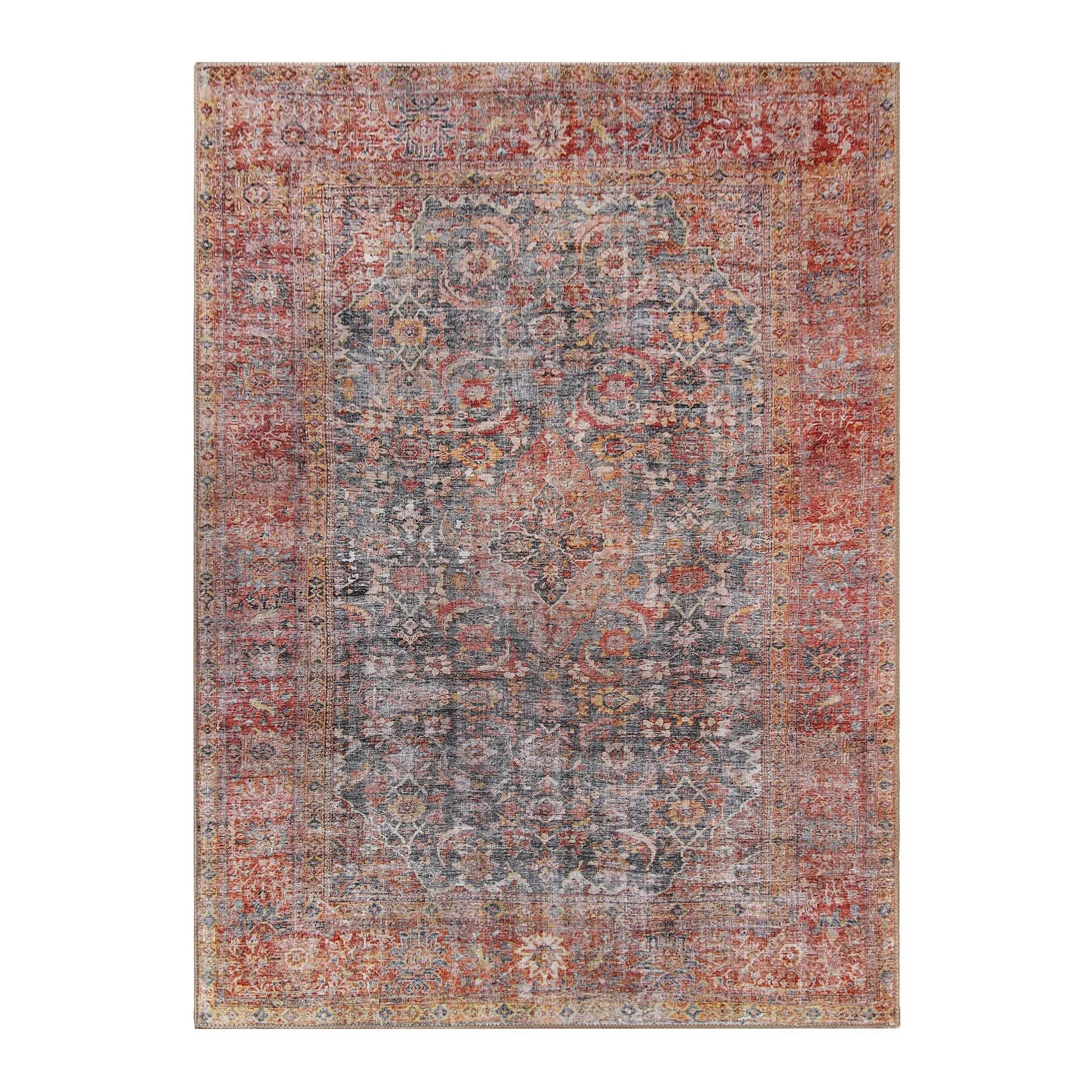 Superior Huda Distressed Rustic Oriental Medallion Indoor Area Rug