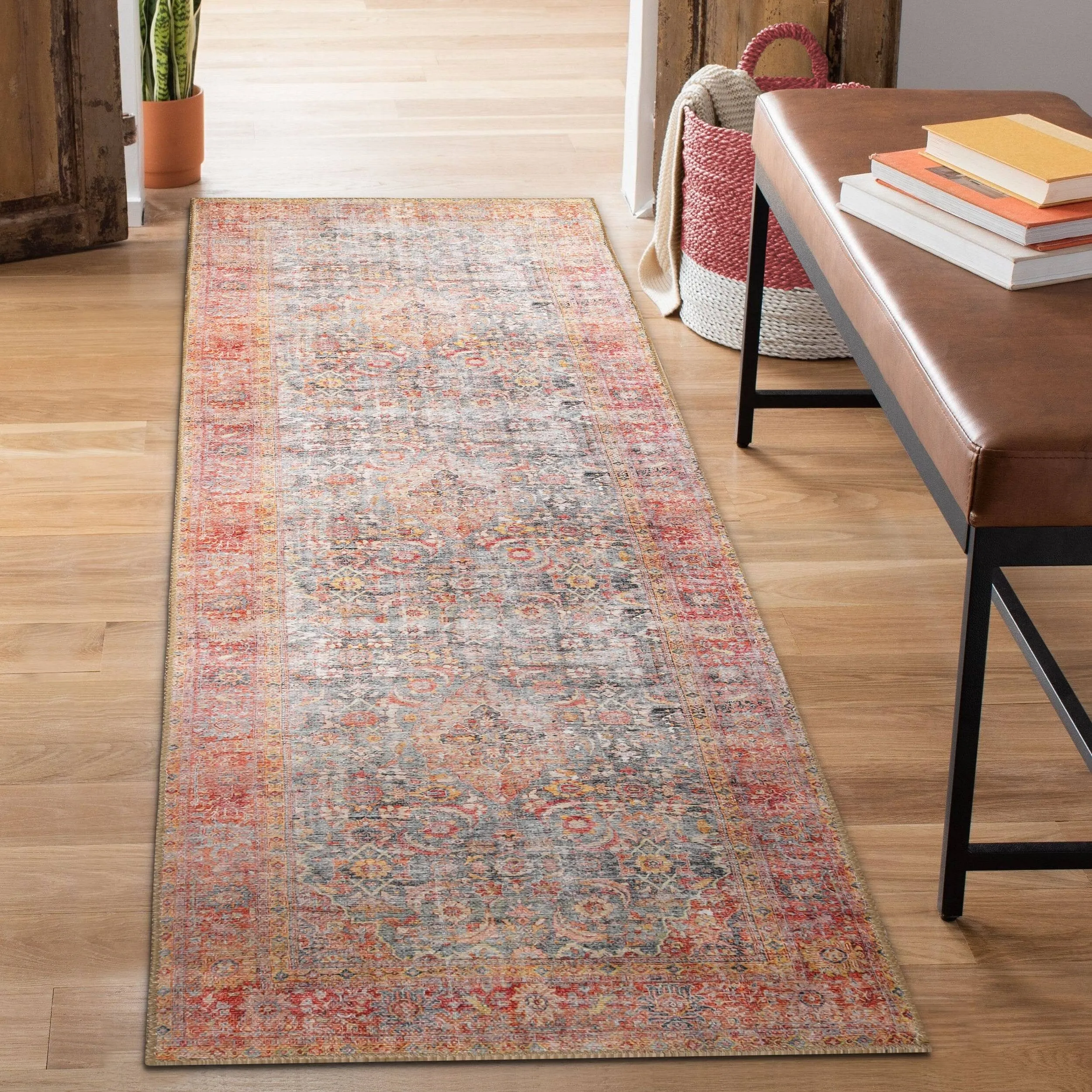 Superior Huda Distressed Rustic Oriental Medallion Indoor Area Rug