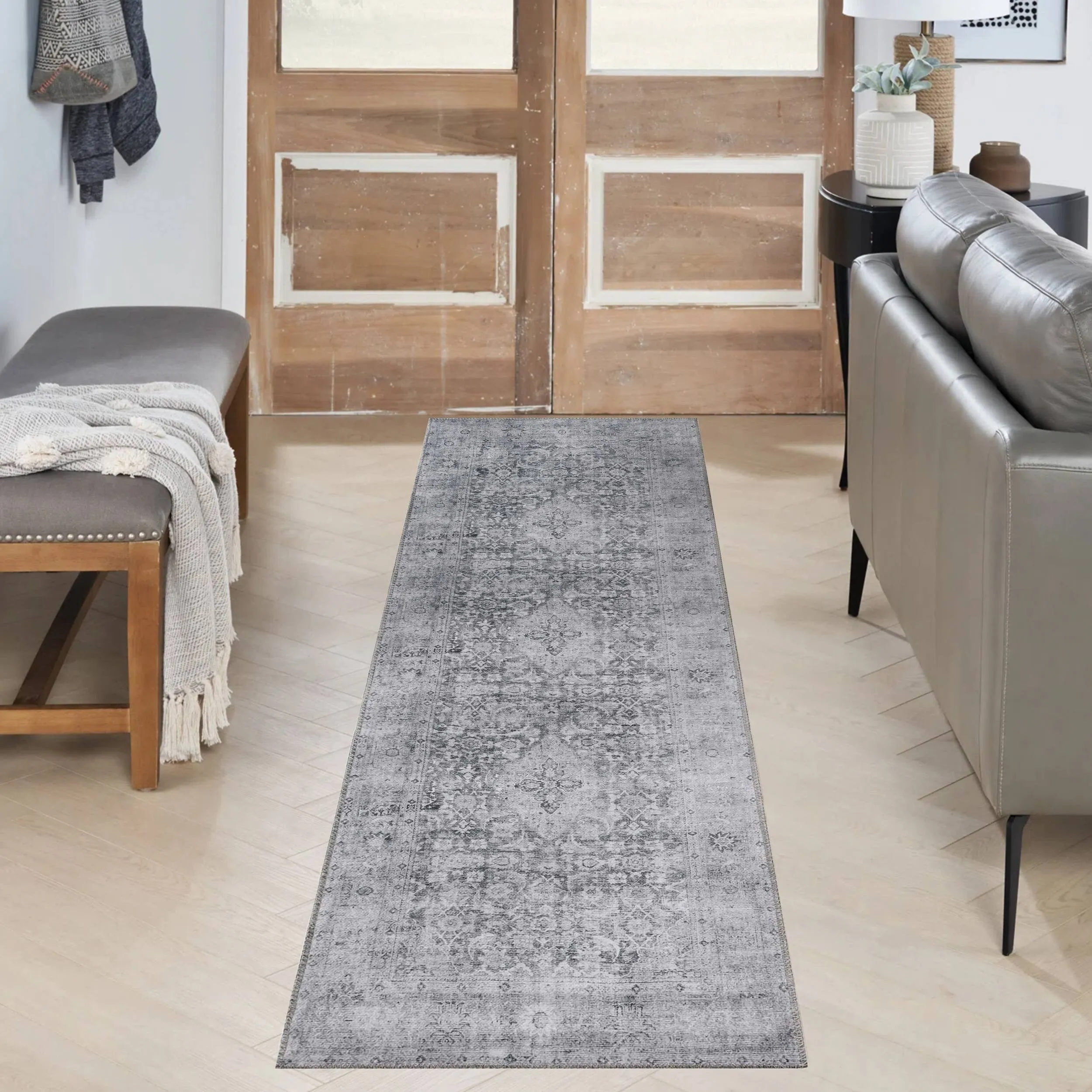 Superior Huda Distressed Rustic Oriental Medallion Indoor Area Rug