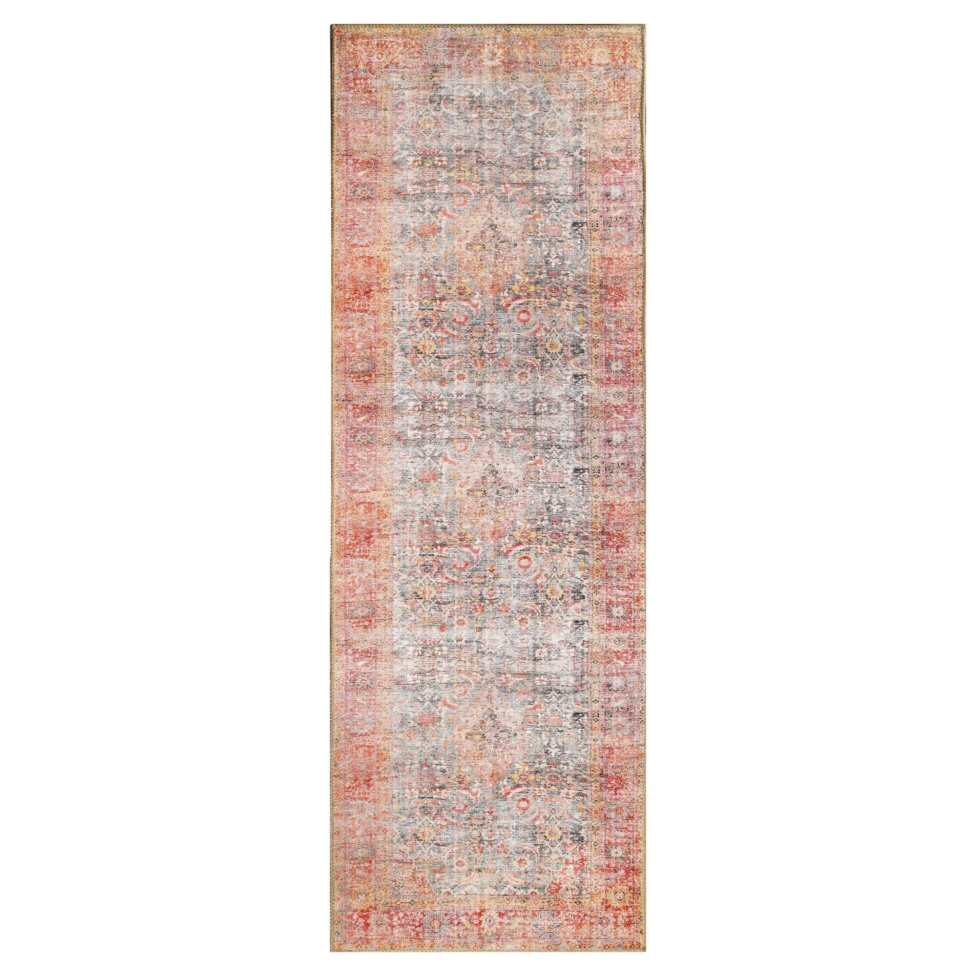 Superior Huda Distressed Rustic Oriental Medallion Indoor Area Rug