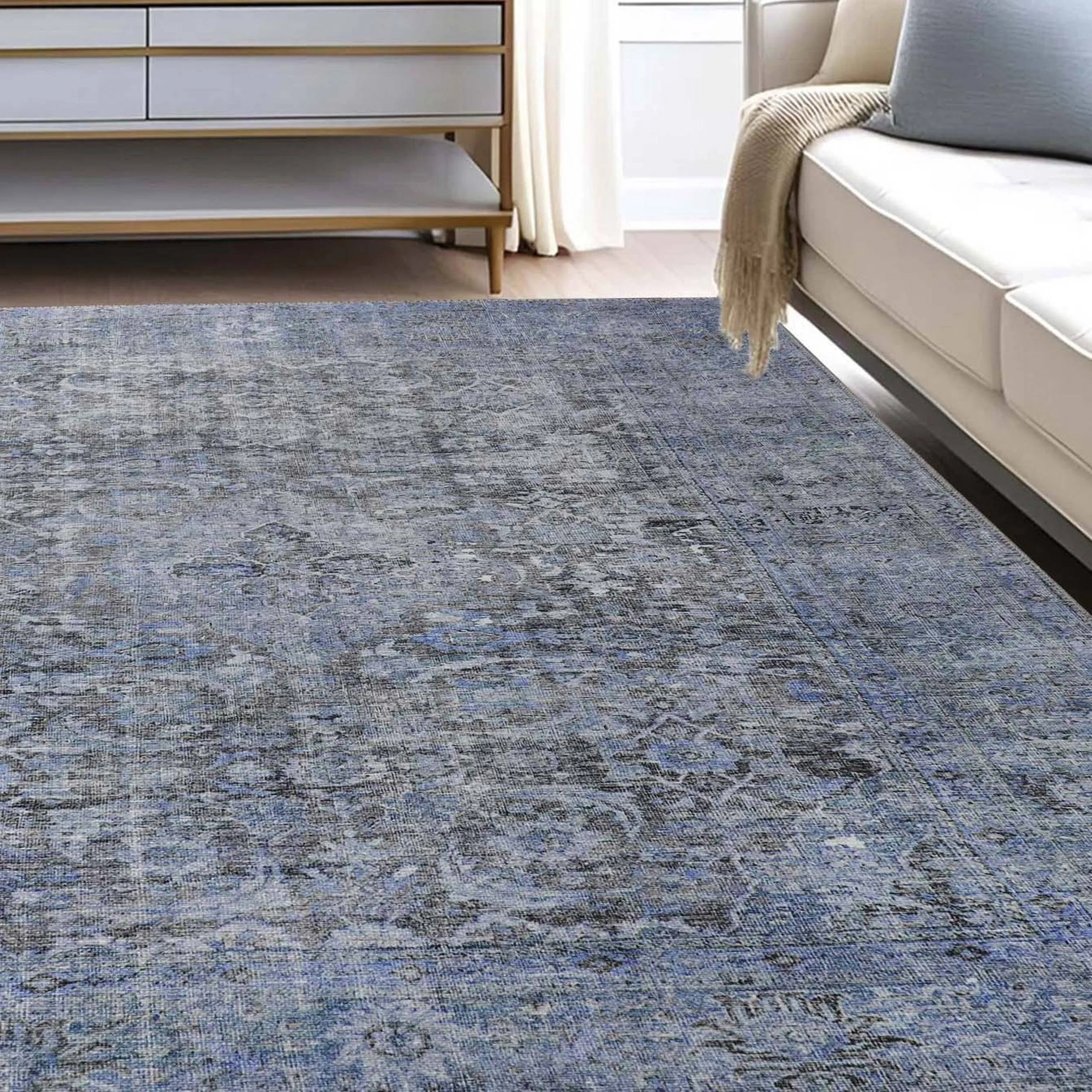 Superior Huda Distressed Rustic Oriental Medallion Indoor Area Rug