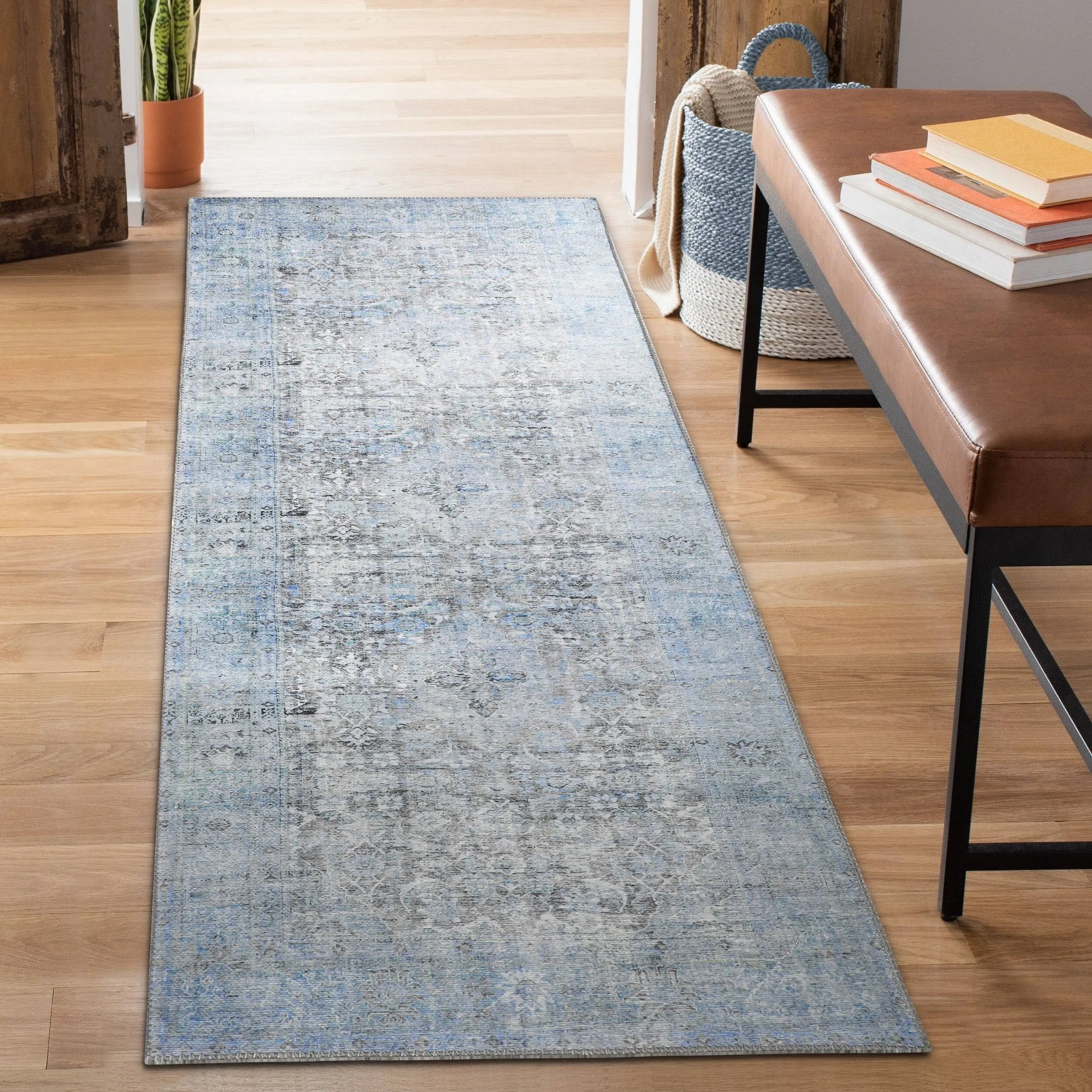 Superior Huda Distressed Rustic Oriental Medallion Indoor Area Rug