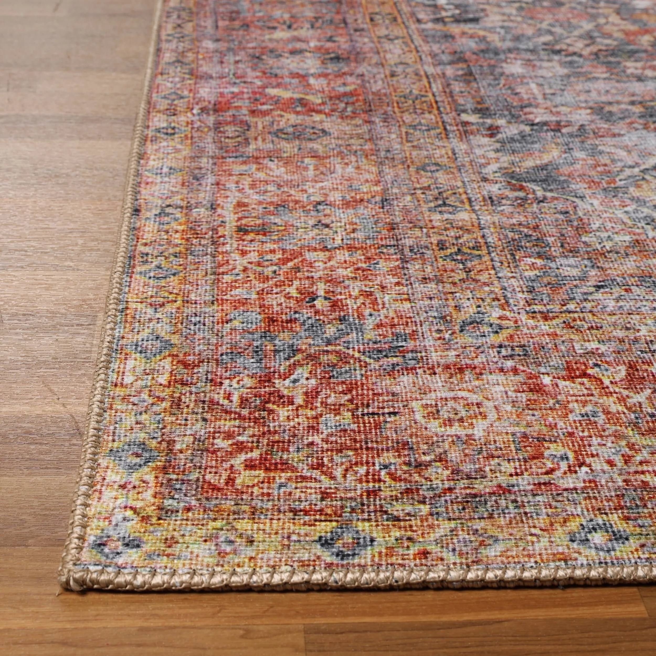Superior Huda Distressed Rustic Oriental Medallion Indoor Area Rug