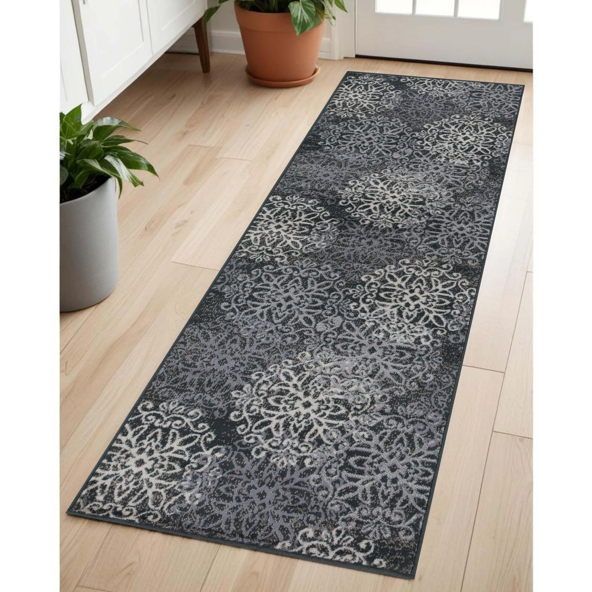 Superior Leigh Traditional Floral Scroll Indoor Runner or Area Rug