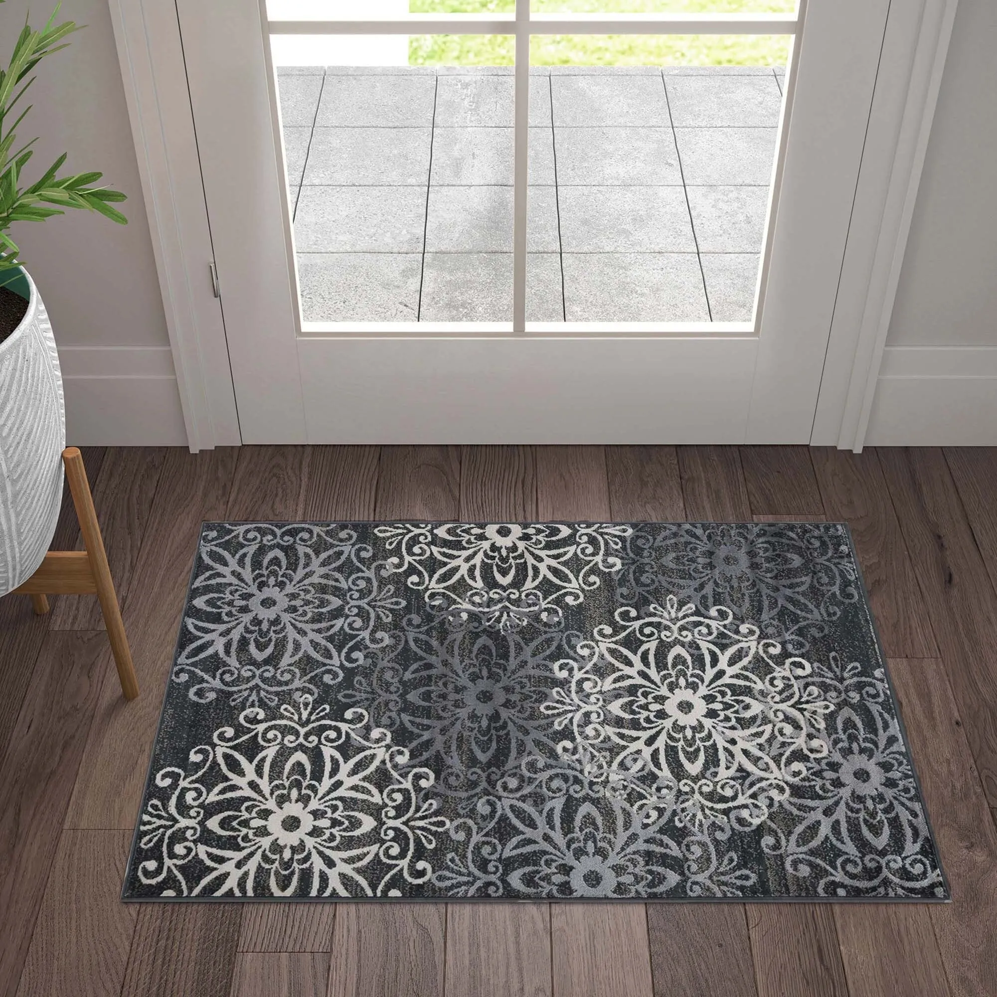 Superior Leigh Traditional Floral Scroll Indoor Runner or Area Rug