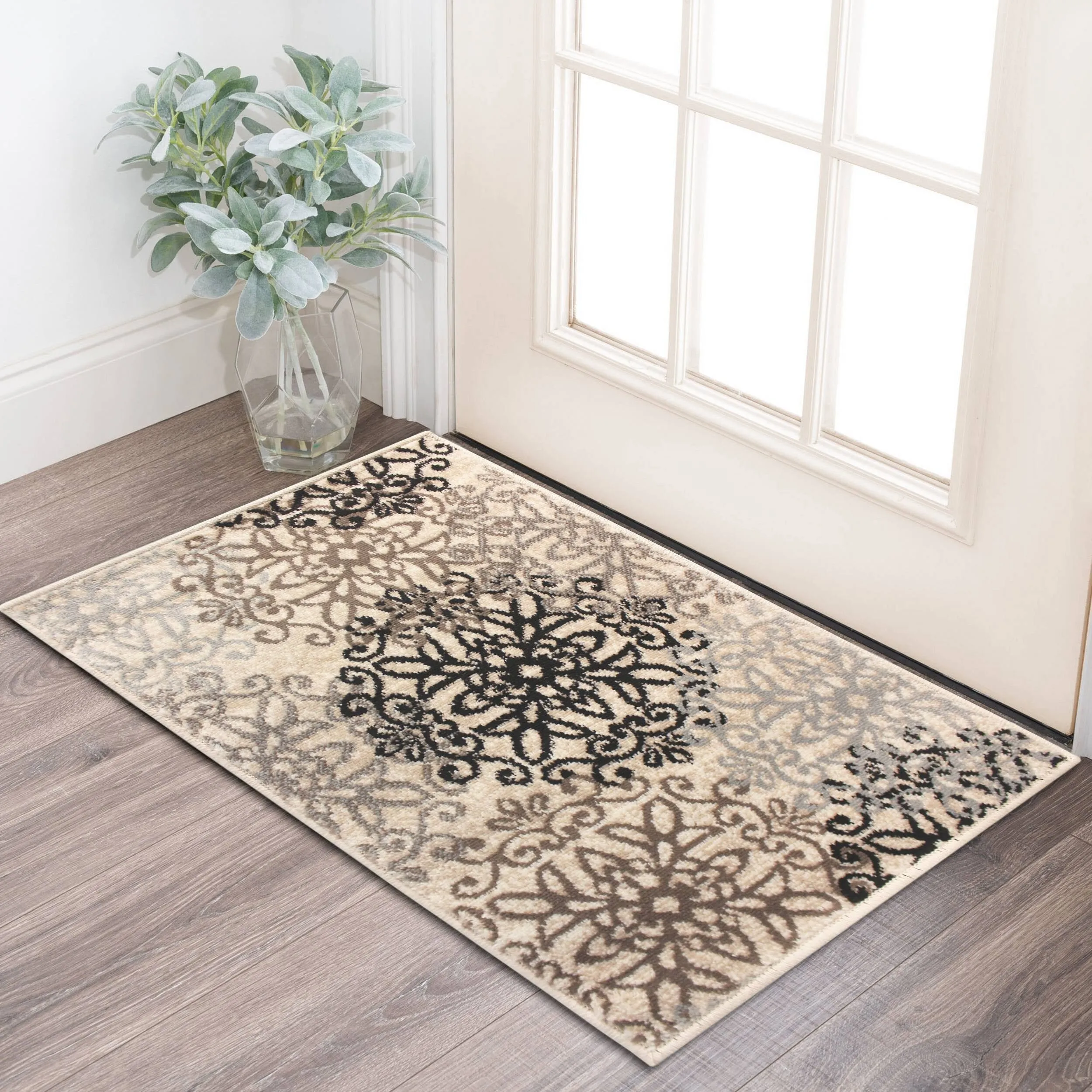 Superior Leigh Traditional Floral Scroll Indoor Runner or Area Rug
