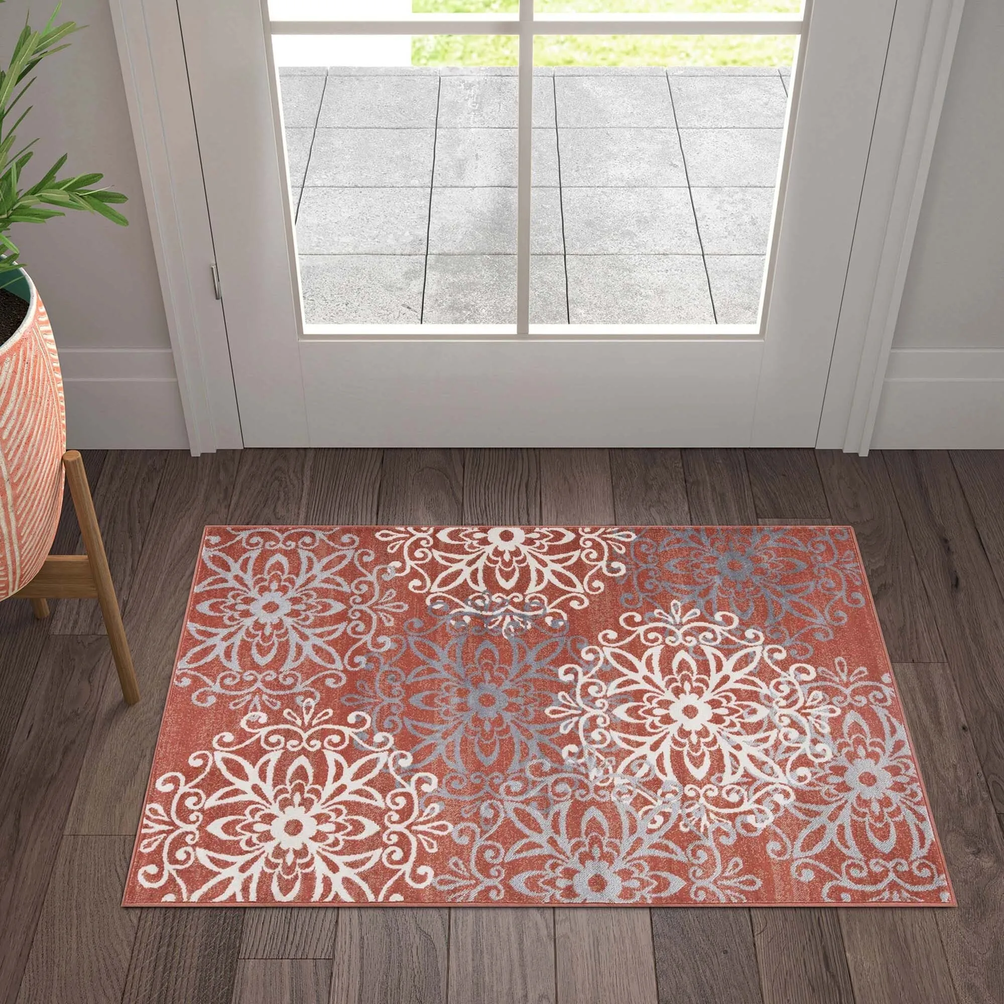 Superior Leigh Traditional Floral Scroll Indoor Runner or Area Rug