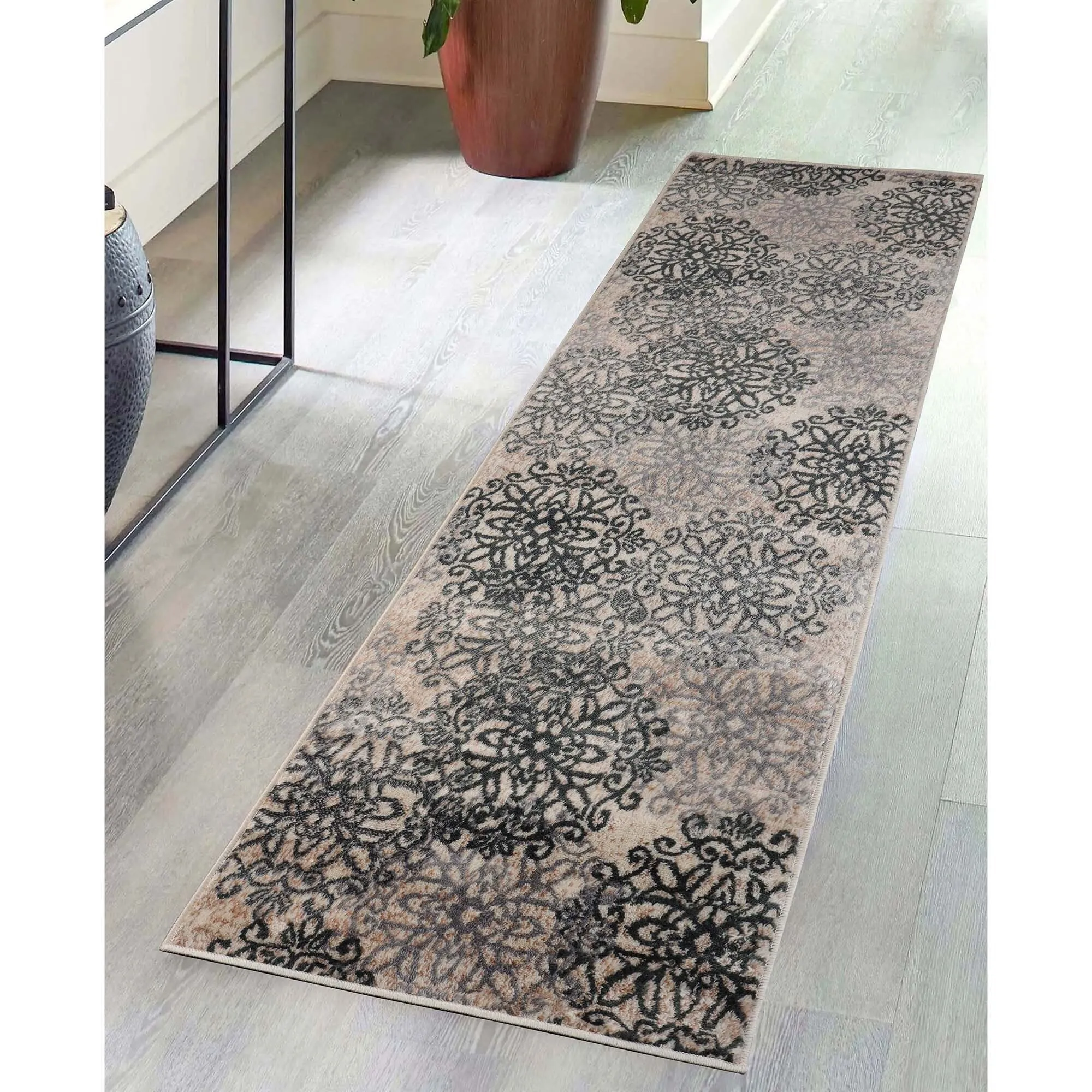 Superior Leigh Traditional Floral Scroll Indoor Runner or Area Rug