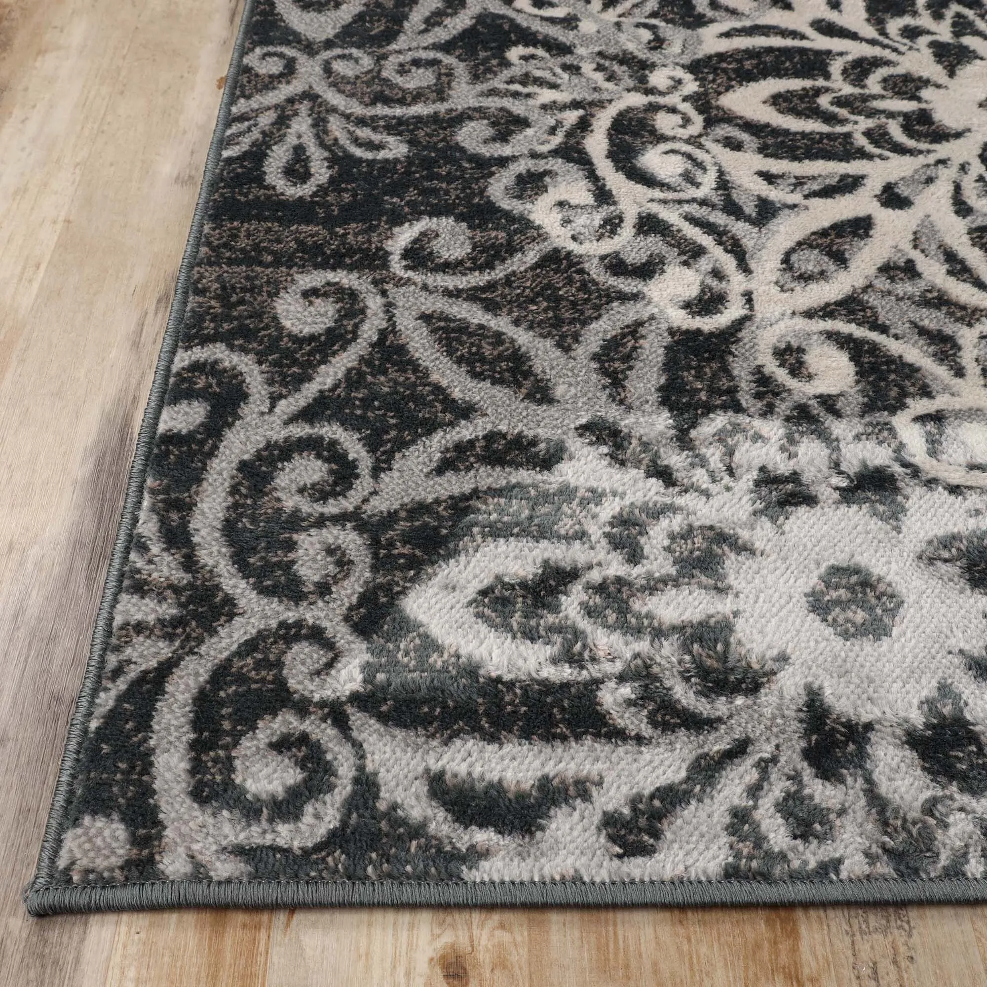 Superior Leigh Traditional Floral Scroll Indoor Runner or Area Rug