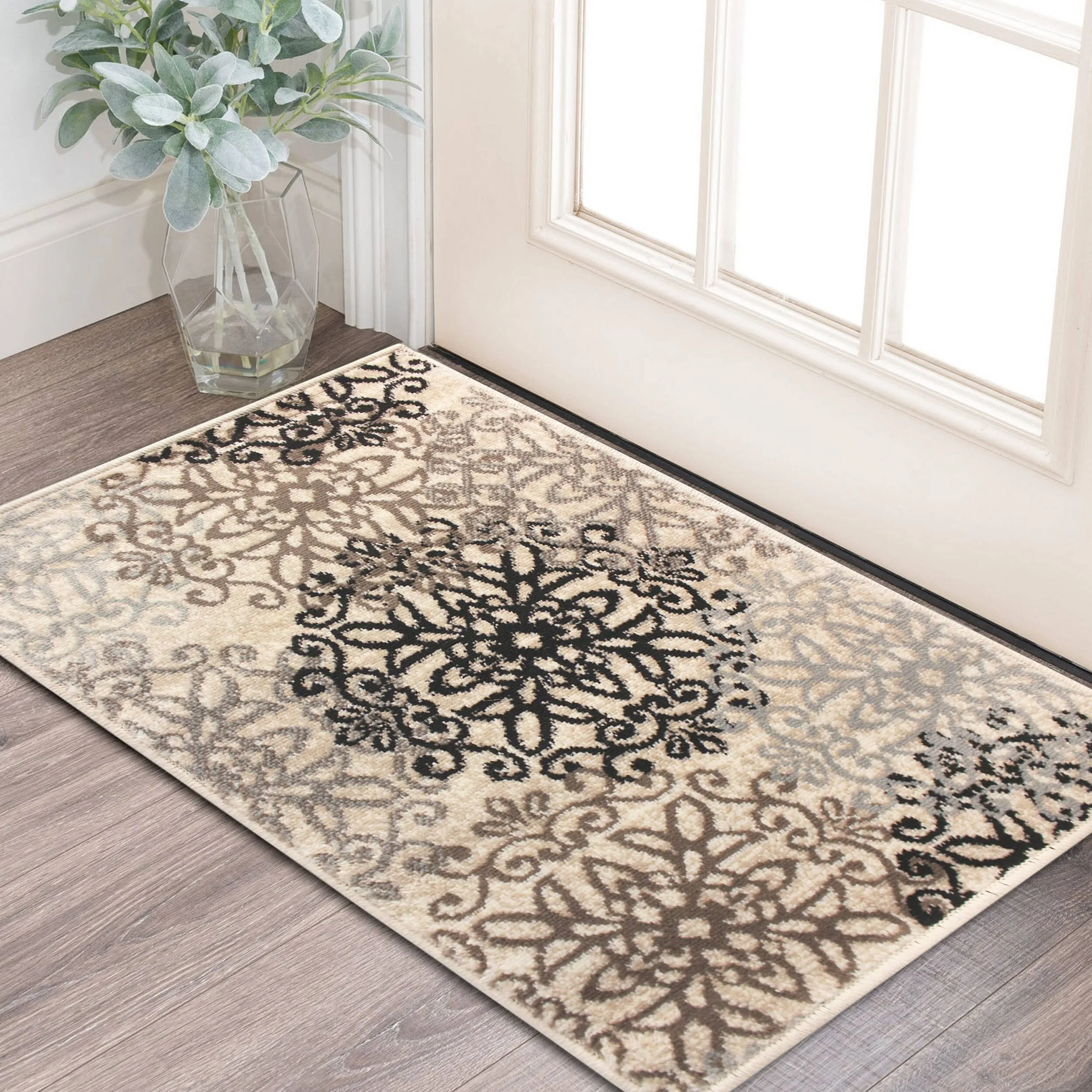 Superior Leigh Traditional Floral Scroll Indoor Runner or Area Rug