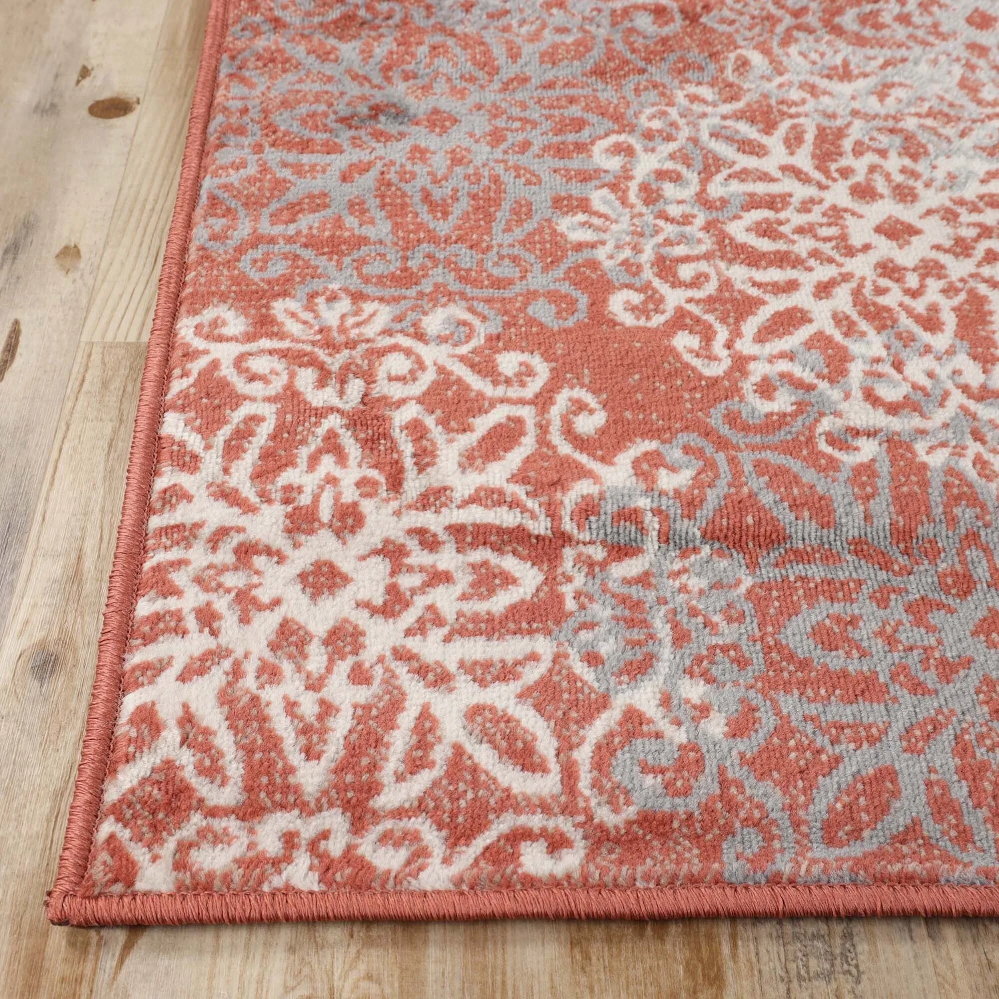 Superior Leigh Traditional Floral Scroll Indoor Runner or Area Rug