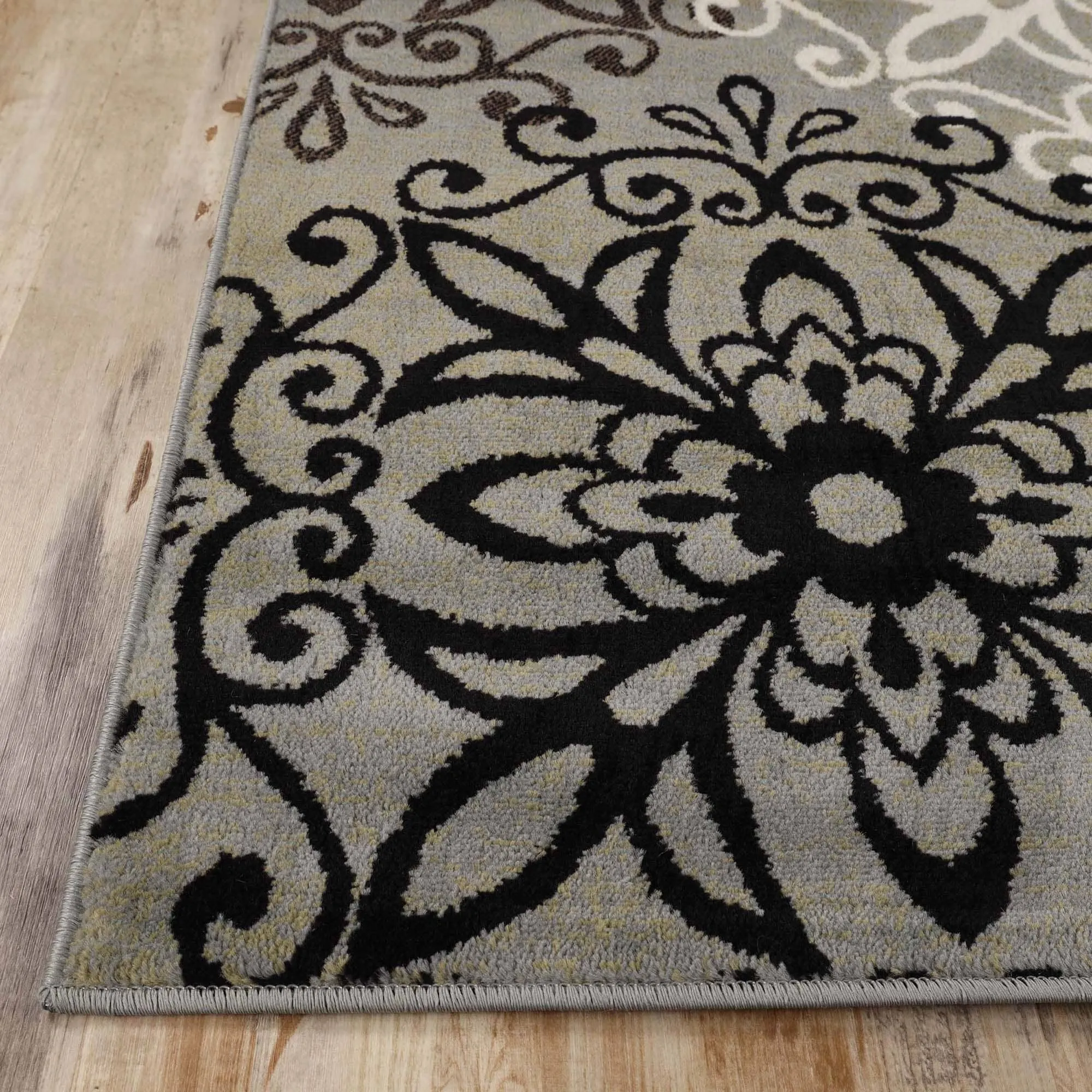 Superior Leigh Traditional Floral Scroll Indoor Runner or Area Rug